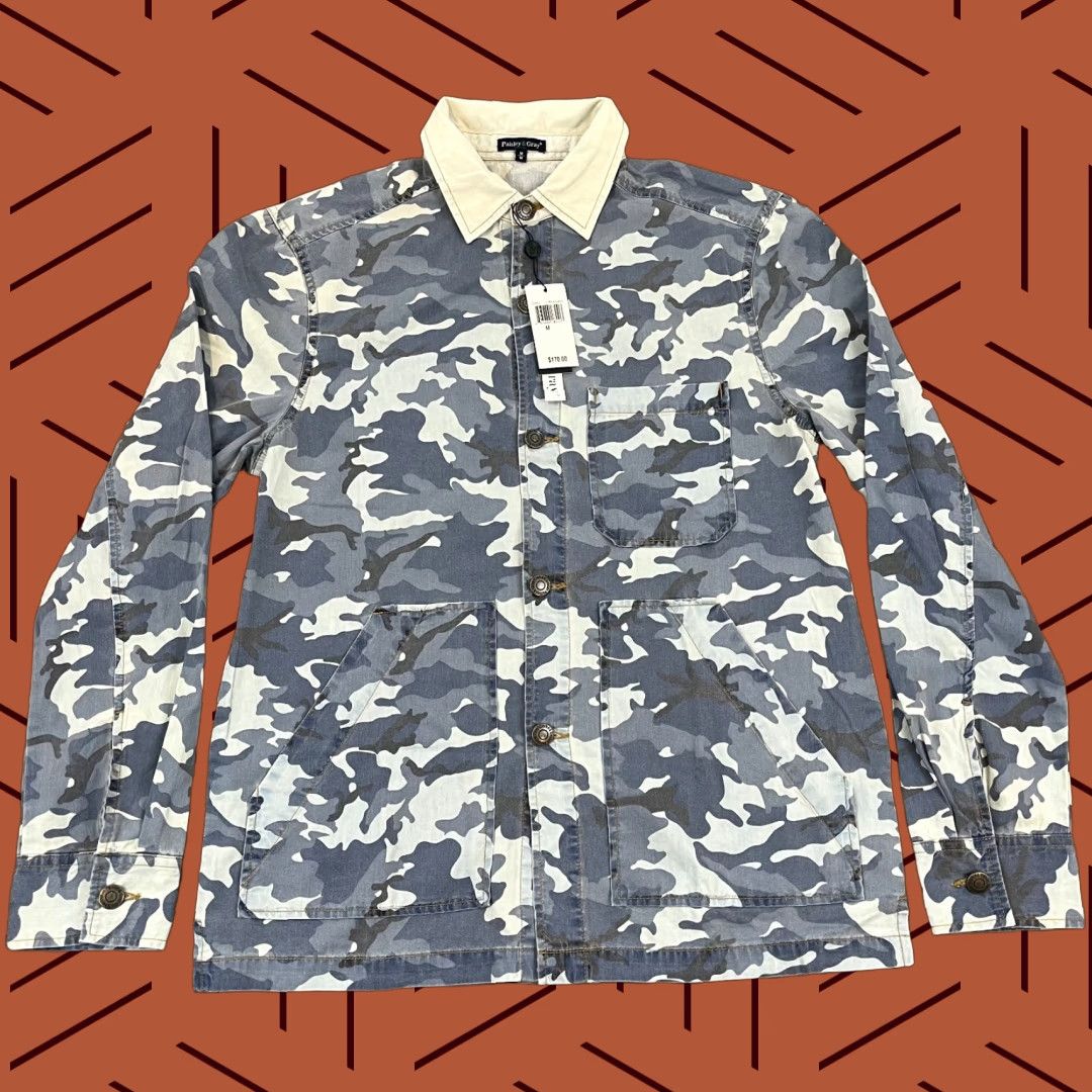 Vintage PAISLEY & Gray Shirt Mens Medium Blue Grey Camo Button Up Long Sleeve Collar NEW Size US M / EU 48-50 / 2 - 1 Thumbnail
