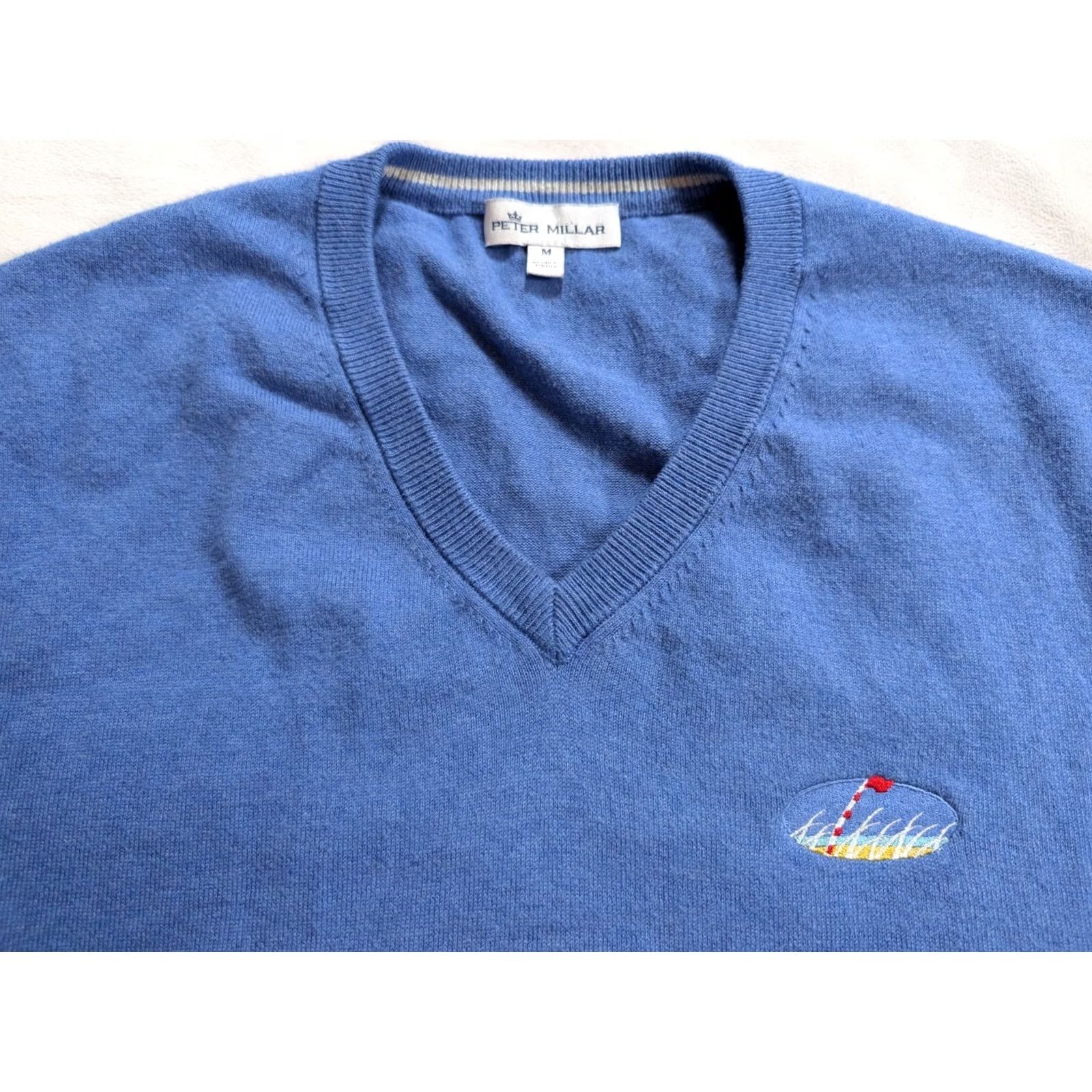 Peter Millar Peter Millar Sweater Shirt Mens V-Neck Blue Silk /Cashmere/Cotton Knit Embroidered Logo Regular XS? Size US M / EU 48-50 / 2 - 4 Thumbnail