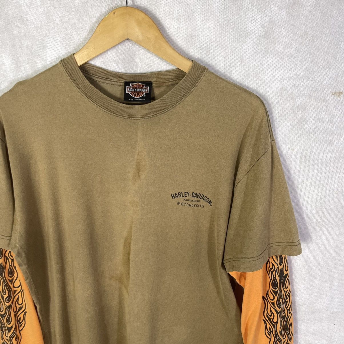 Harley Davidson × Vintage Vintage Harley Davidson Big Logo Flames L/S Tshirt Size US L / EU 52-54 / 3 - 3 Thumbnail