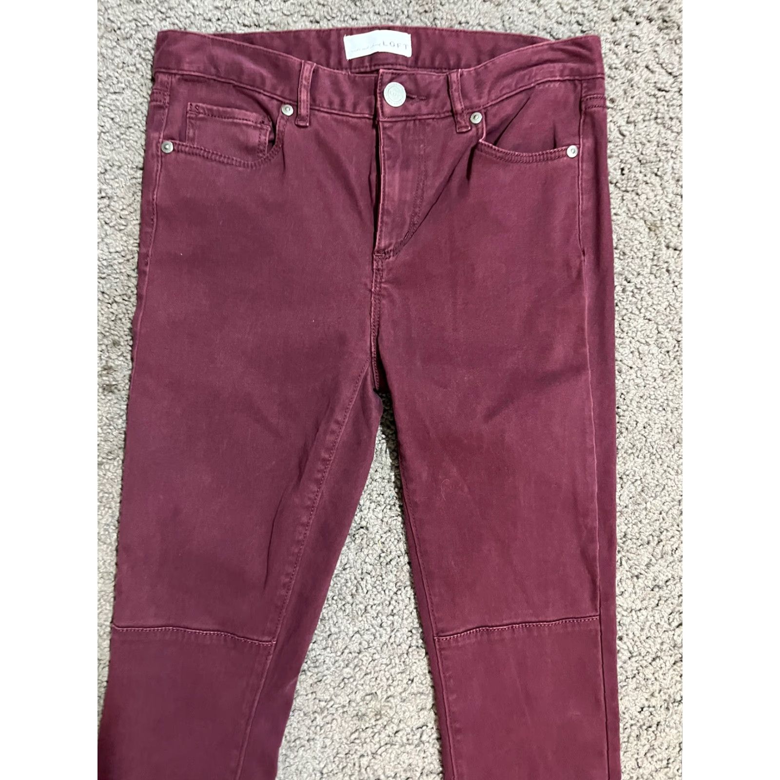 Ann Taylor VINTAGE Ann Taylor Loft Jeans Women Skinny Denim 25In 2/26 Burgundy Stretch Regular 30In Mens? Girls? Wait. Size 25" / US 0 / IT 36 - 2 Thumbnail