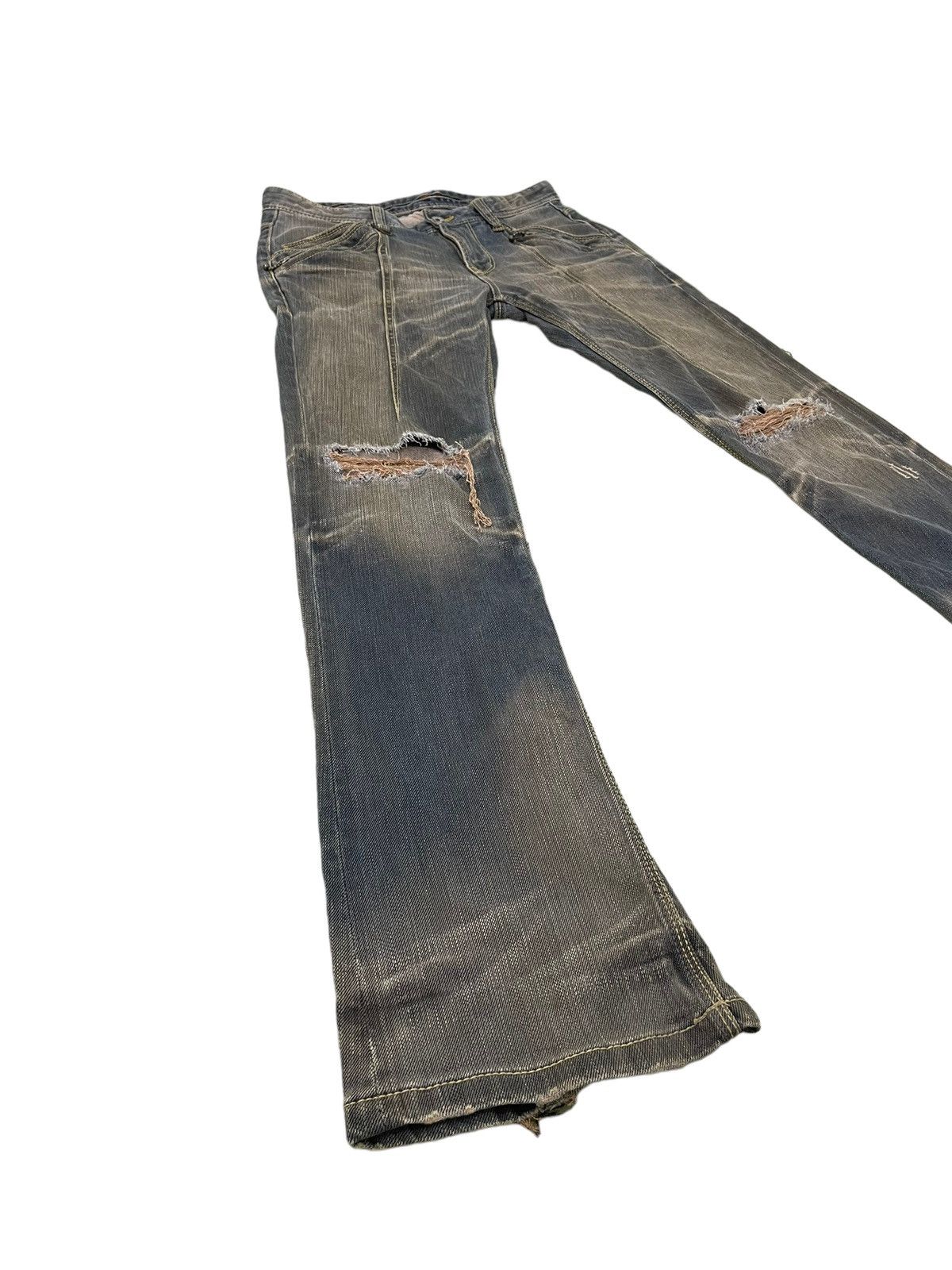 image of Hype Flare Jeans Nicole Club Distress Honeycomb Stretch Slim 77 in Blue, Men's (Size 33)