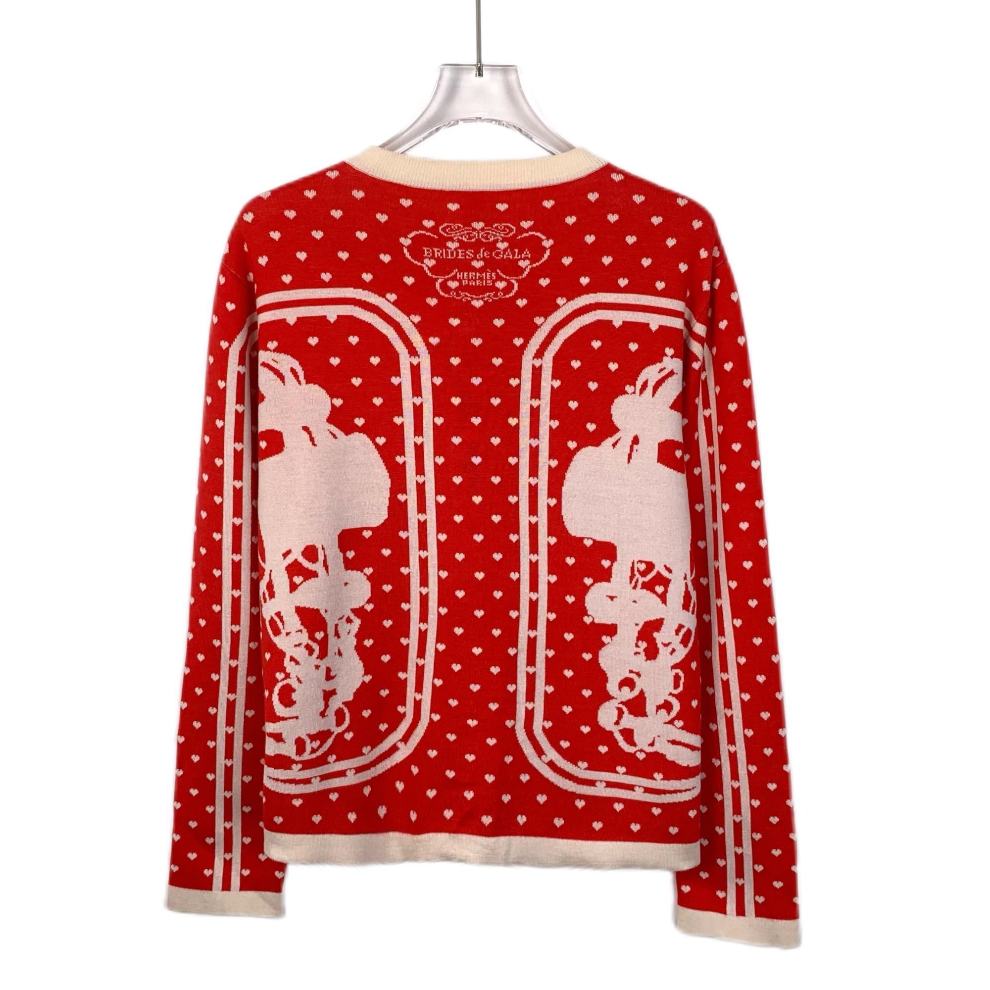 Hermes Hermès Paris Womens Red & Beige Cashmere/Silk Cardigan Sweat Size XS / US 0-2 / IT 36-38 - 2 Thumbnail