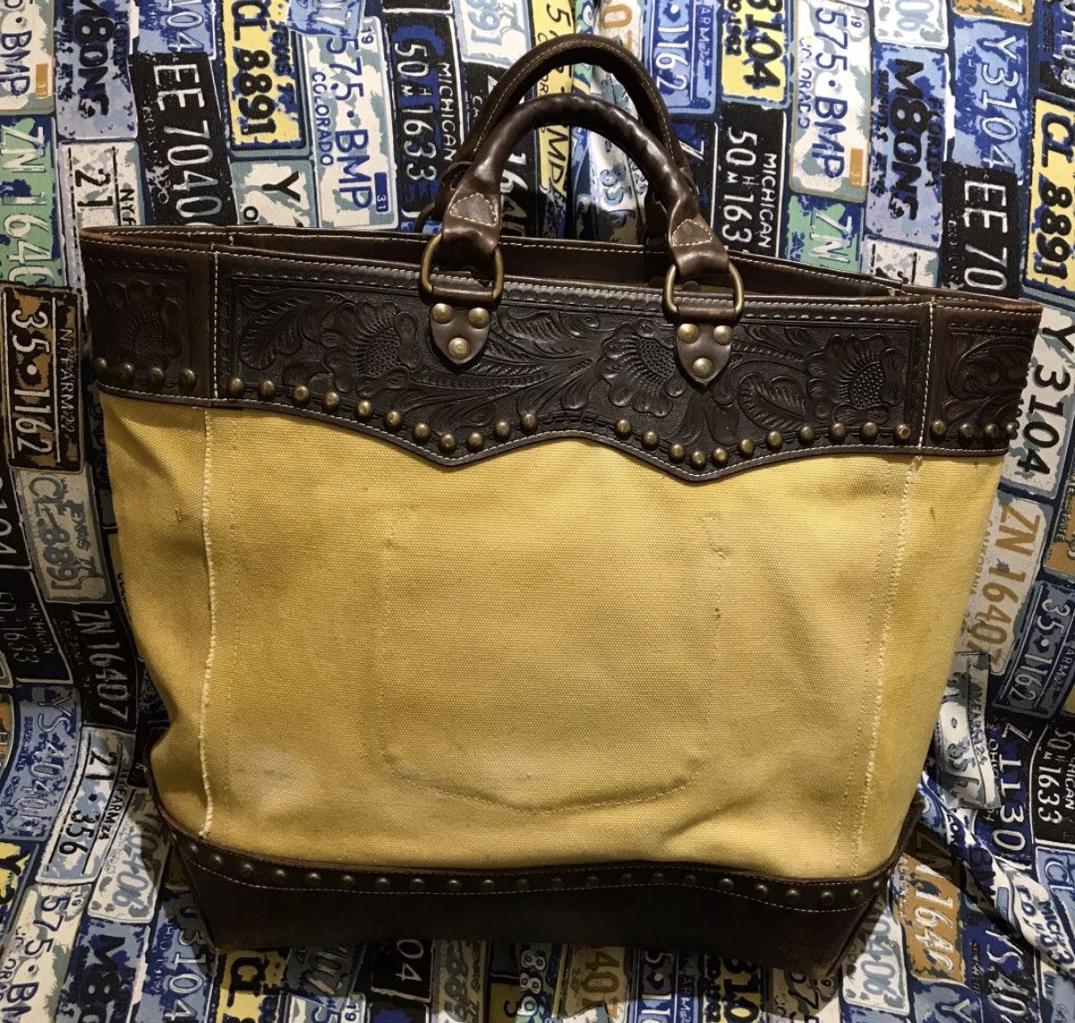 Polo Ralph Lauren RRL Ralph Lauren Tooled Leather Tote Bag K22 Size ONE SIZE - 2 Thumbnail