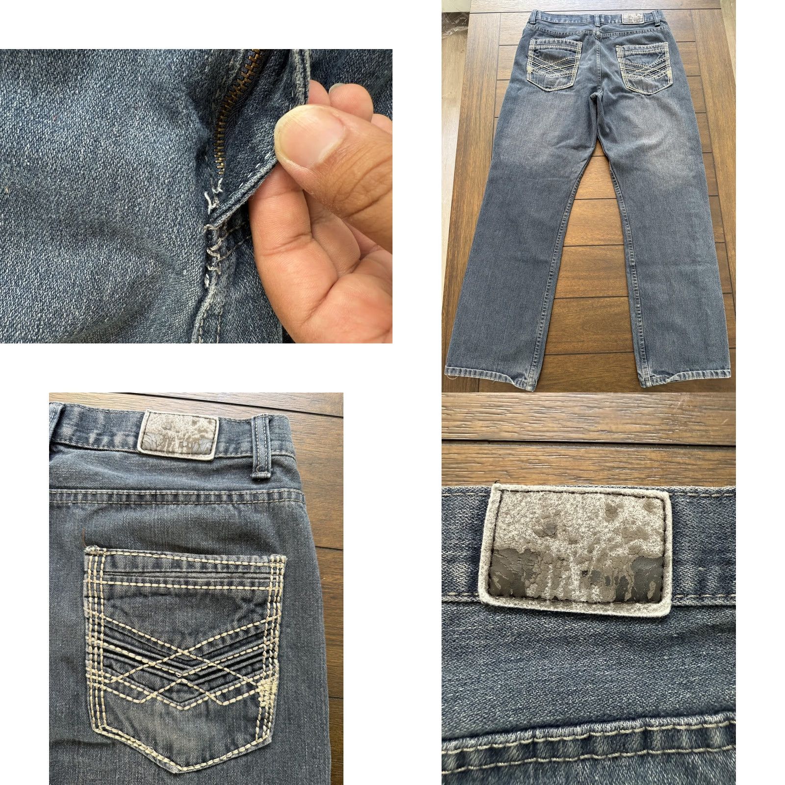 Denime Mark & Dutch Mens Blue Straight Leg Jeans 34x30 Denim Distressed Back Pocket Size US 34 / EU 50 - 8 Thumbnail
