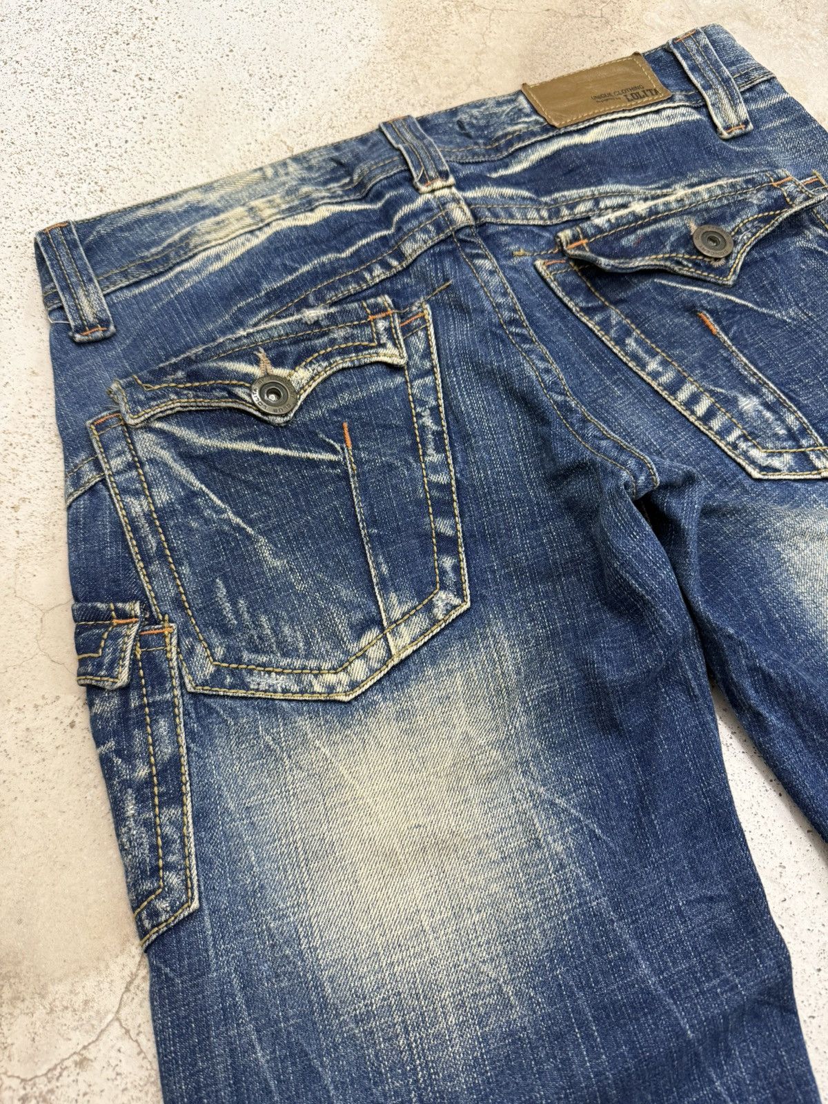 Hysteric Glamour Wide Leg Mudwash Thunder Whisker Distressed Denim Pants Size US 31 - 16 Thumbnail