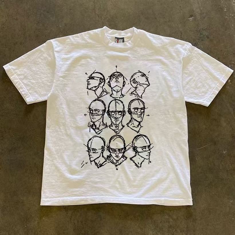 Vintage White street fashion retro face print t-shirt Size US L / EU 52-54 / 3 - 1 Thumbnail