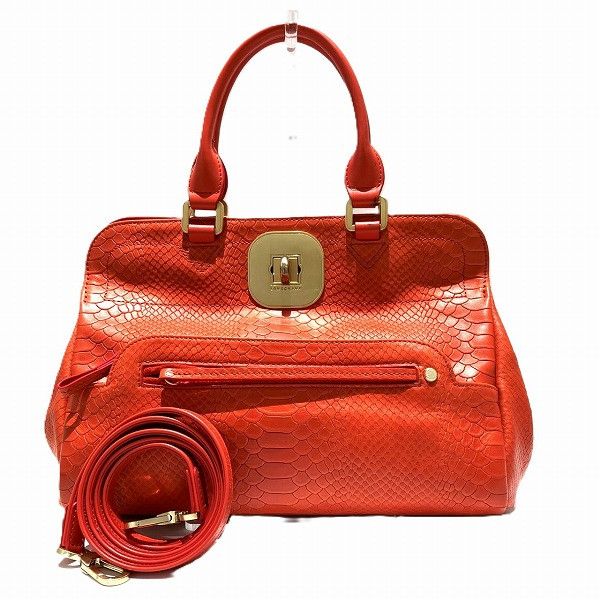 Longchamp Longchamp 2Way Python Embossed Leather Tote Bag Leather