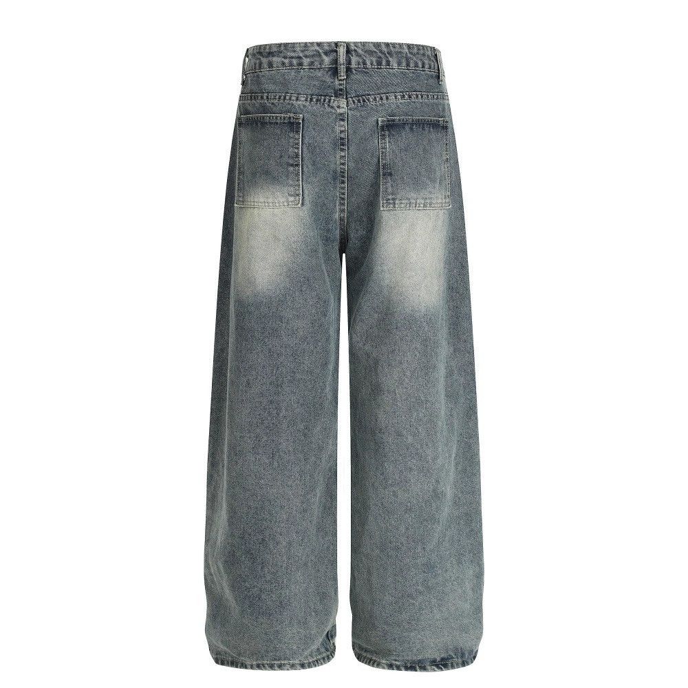 Jean Men's loose straight animal print washed distressed jeans Size US 32 / EU 48 - 2 Thumbnail