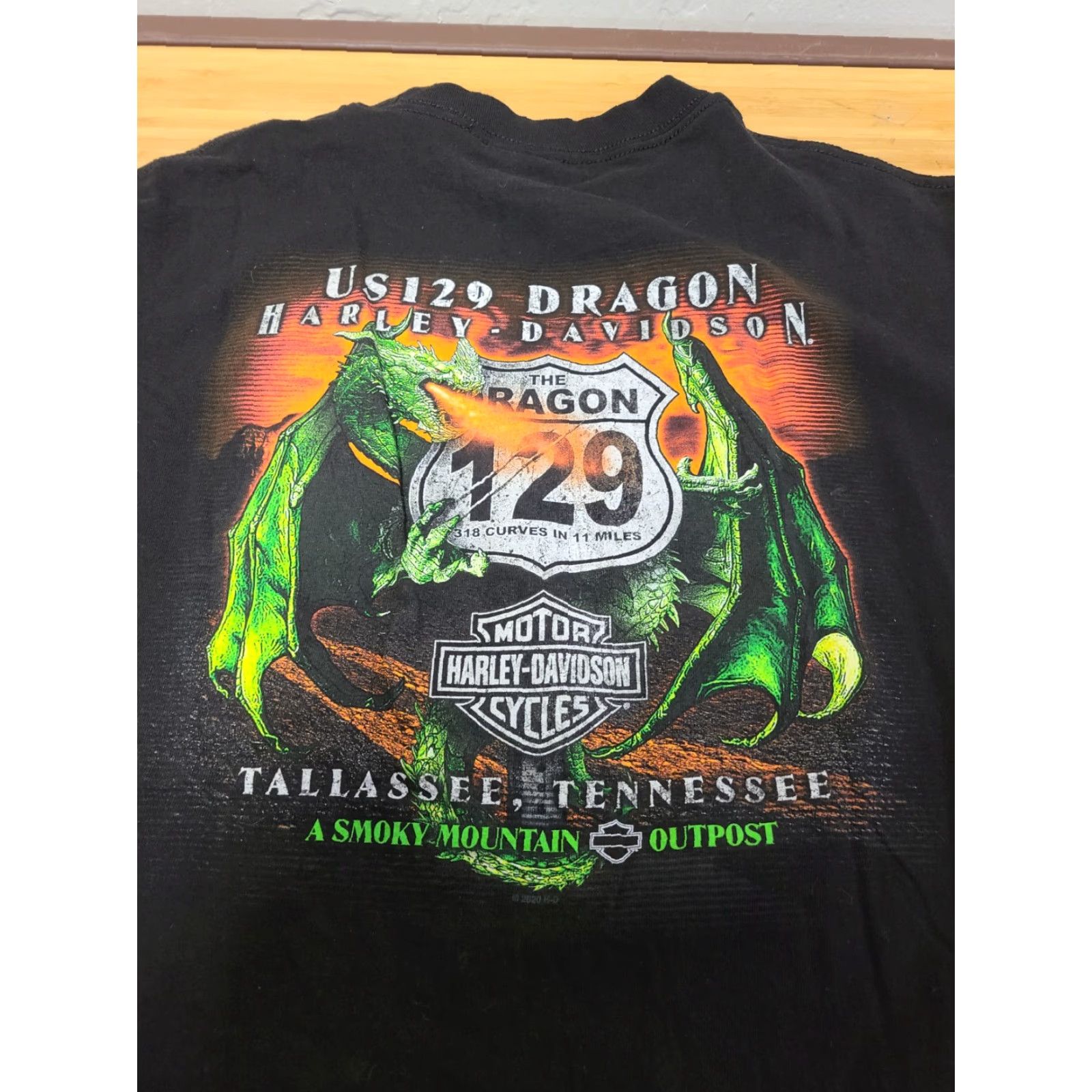 Harley Davidson Harley-Davidson T-Shirt Dragon Graphic 2020 Smoky Mountain Tennessee US 129 Mens Large Black Cotton Crew Neck Short Sleeve Regular Fit Size US L / EU 52-54 / 3 - 5 Thumbnail
