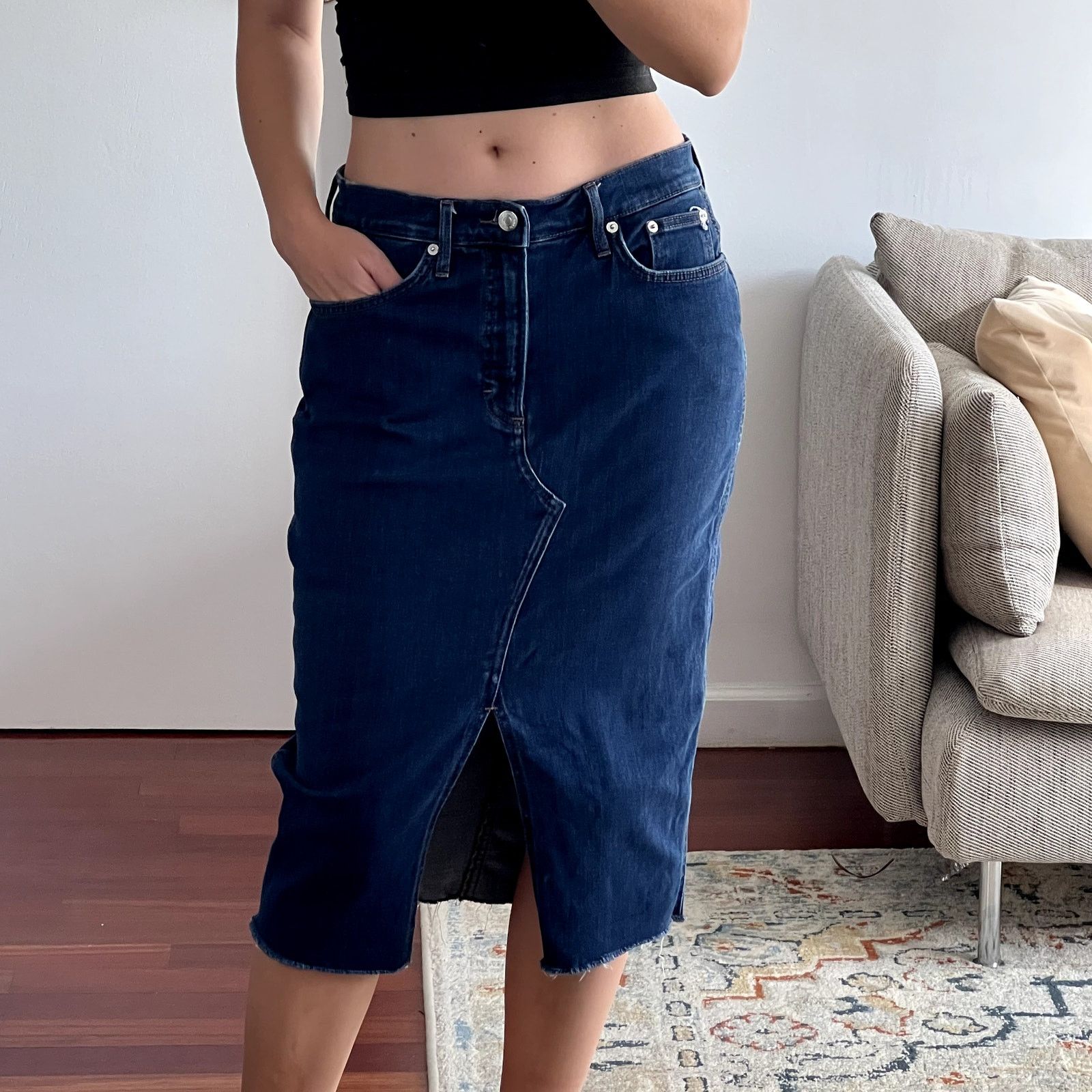 Veronica Beard Veronica Beard Breves denim midi skirt Blue Oxford wash Size 30" / US 8 / IT 44 - 2 Thumbnail