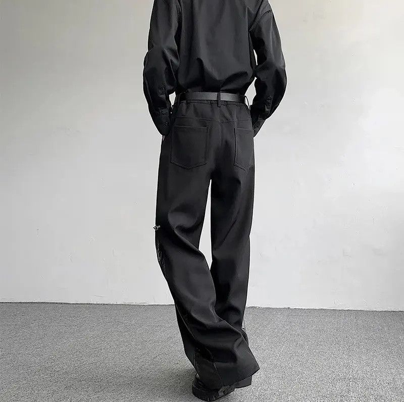 Japanese Brand × Vintage Avant garde retro buckle pu leather mix pleated pants Size US 29 - 6 Thumbnail