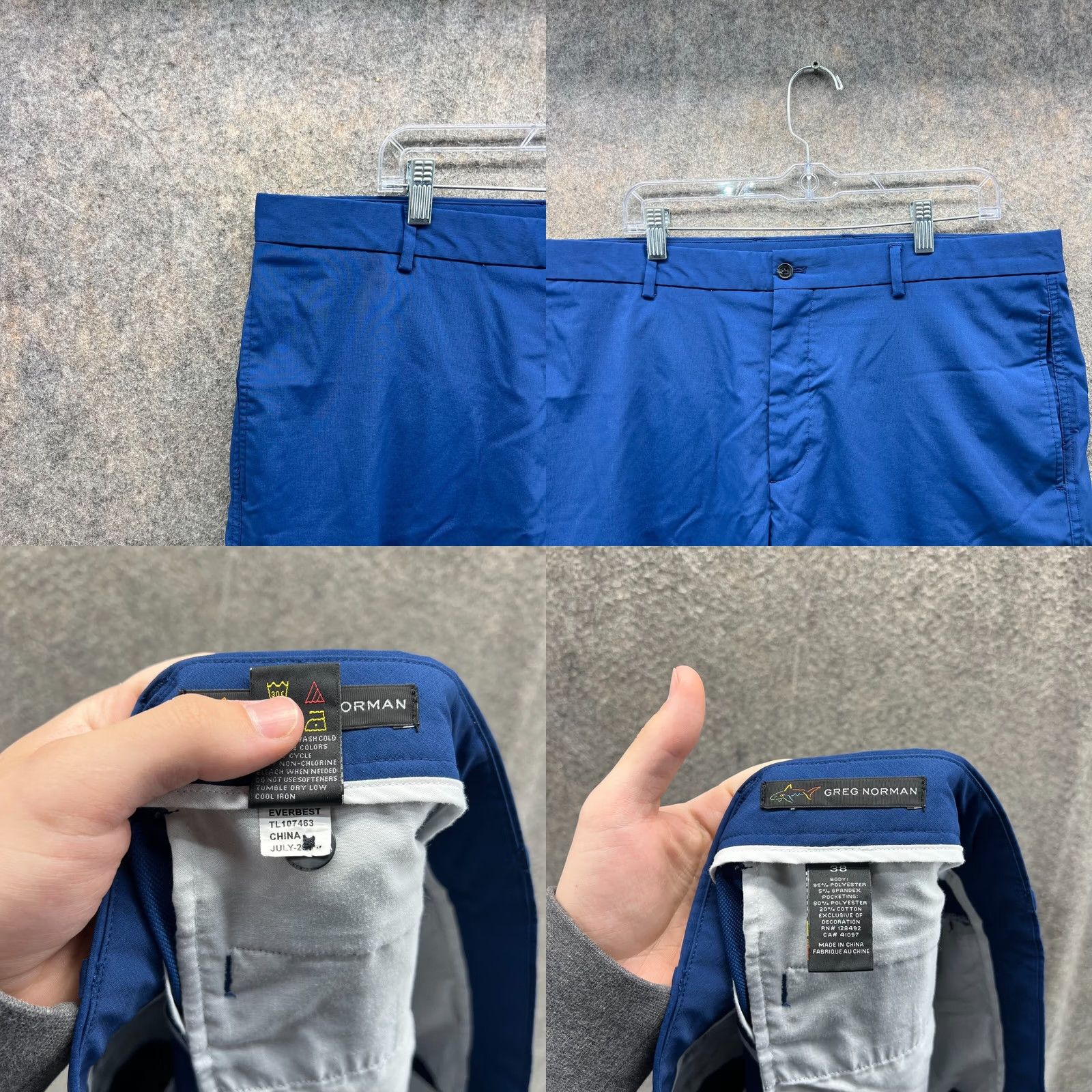 Vintage Greg Norman Shorts Mens 38 Blue Lightweight Polyester Zip Pocket Chino Casual Travel 9 in Inseam Regular Mens Blue 38 Size US 38 / EU 54 - 8 Thumbnail