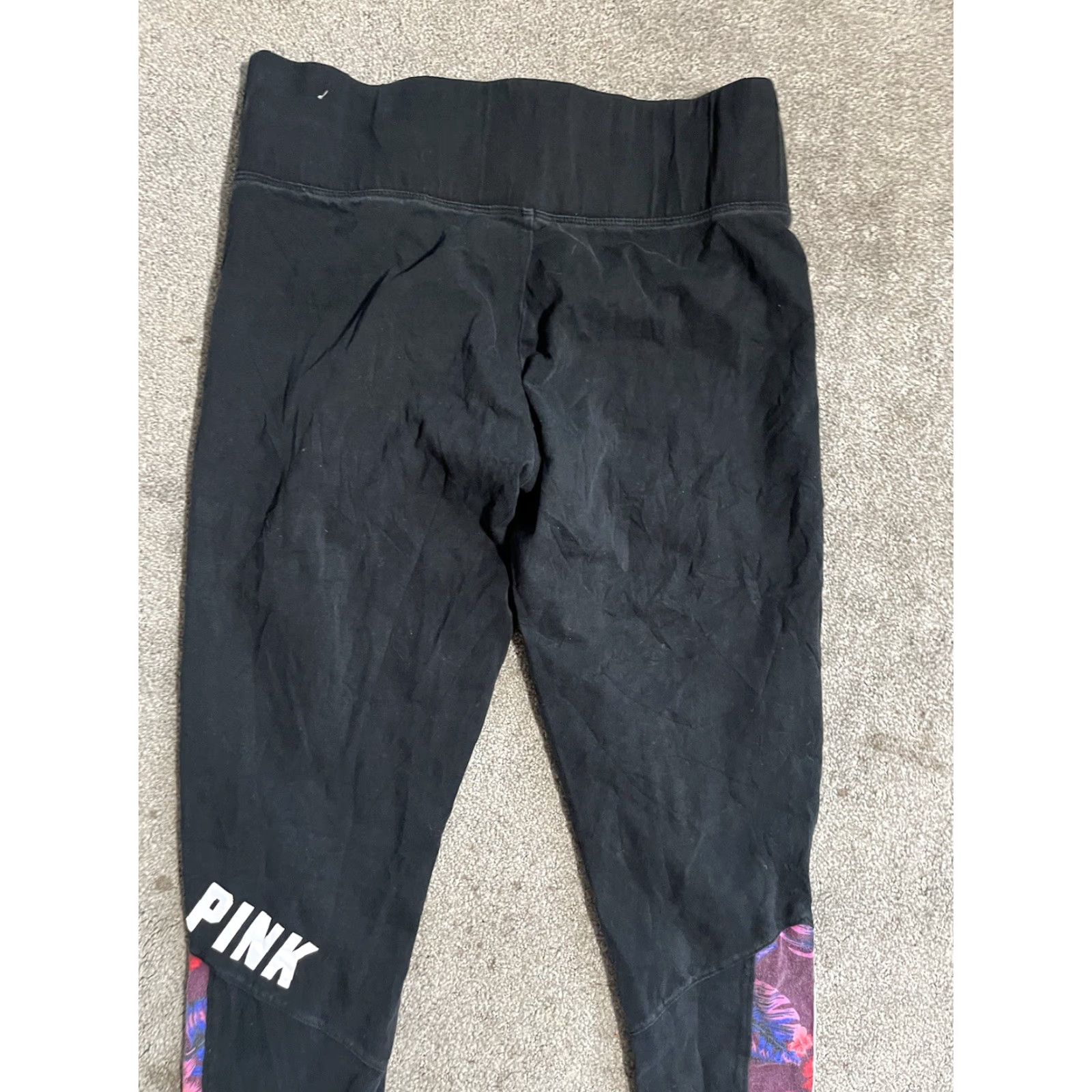 Victoria's Secret Victoria's Secret Pink Yoga Black Ribbed Athletic Legging Women's Size L Size 36" / US 14 / IT 50 - 4 Thumbnail