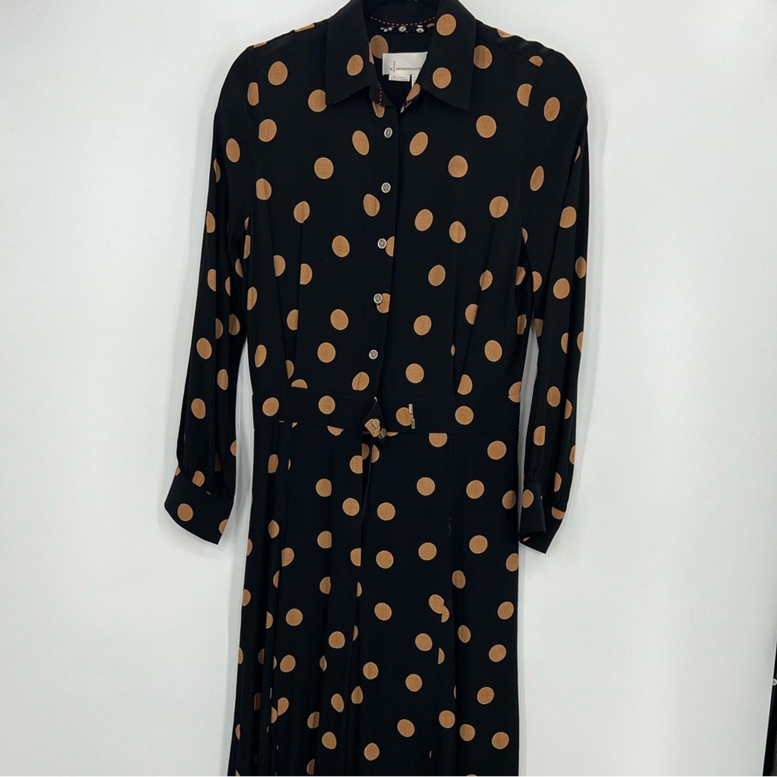 Anthropologie NWT Anthropologie Loveland Wide-Leg Jumpsuit Polka Dots 4 Size 27" / US 4 / IT 40 - 7 Thumbnail