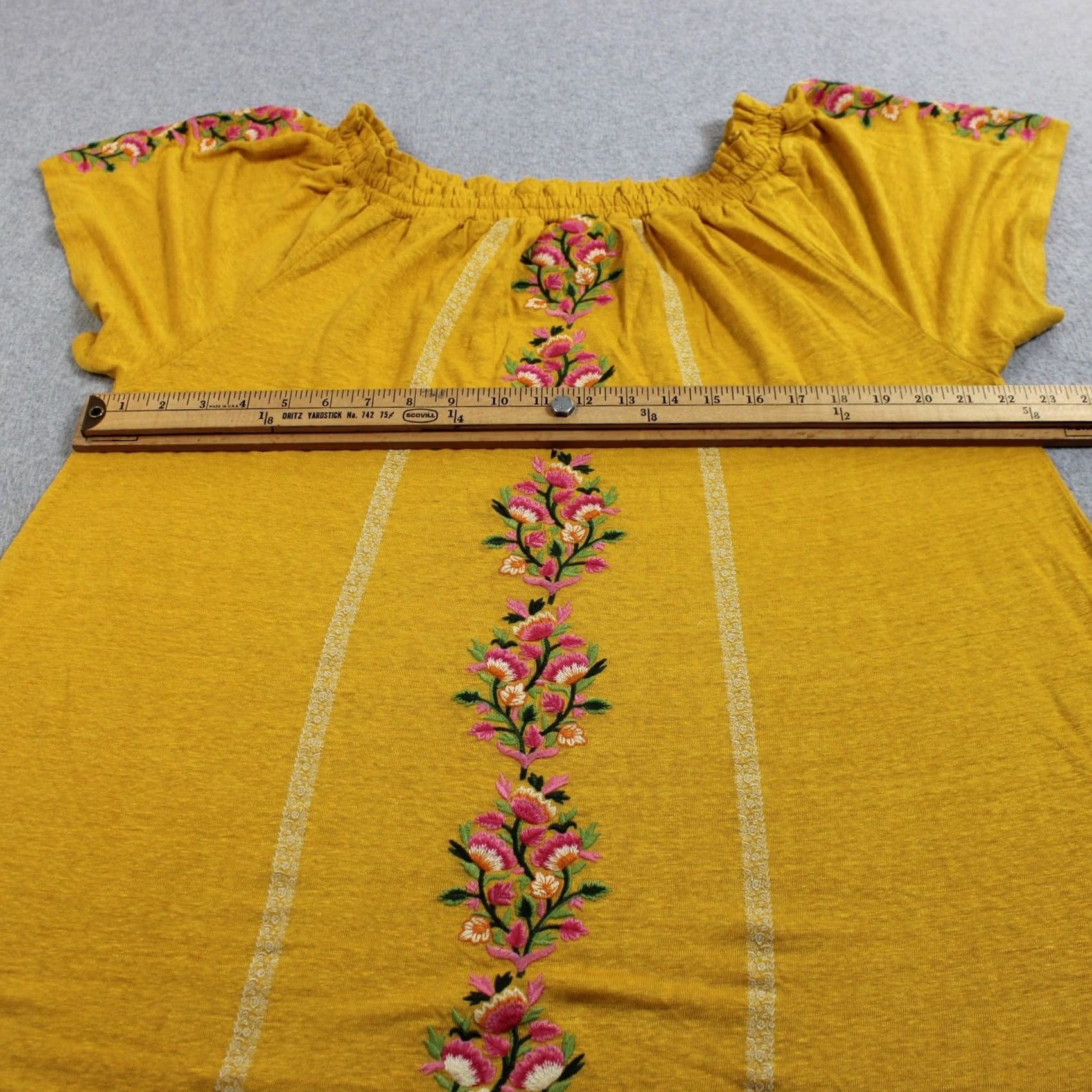 Vintage Sundance Women Shirt Small Yellow Embroidered Off Shoulder Tunic Boho Floral Size S / US 4 / IT 40 - 7 Thumbnail