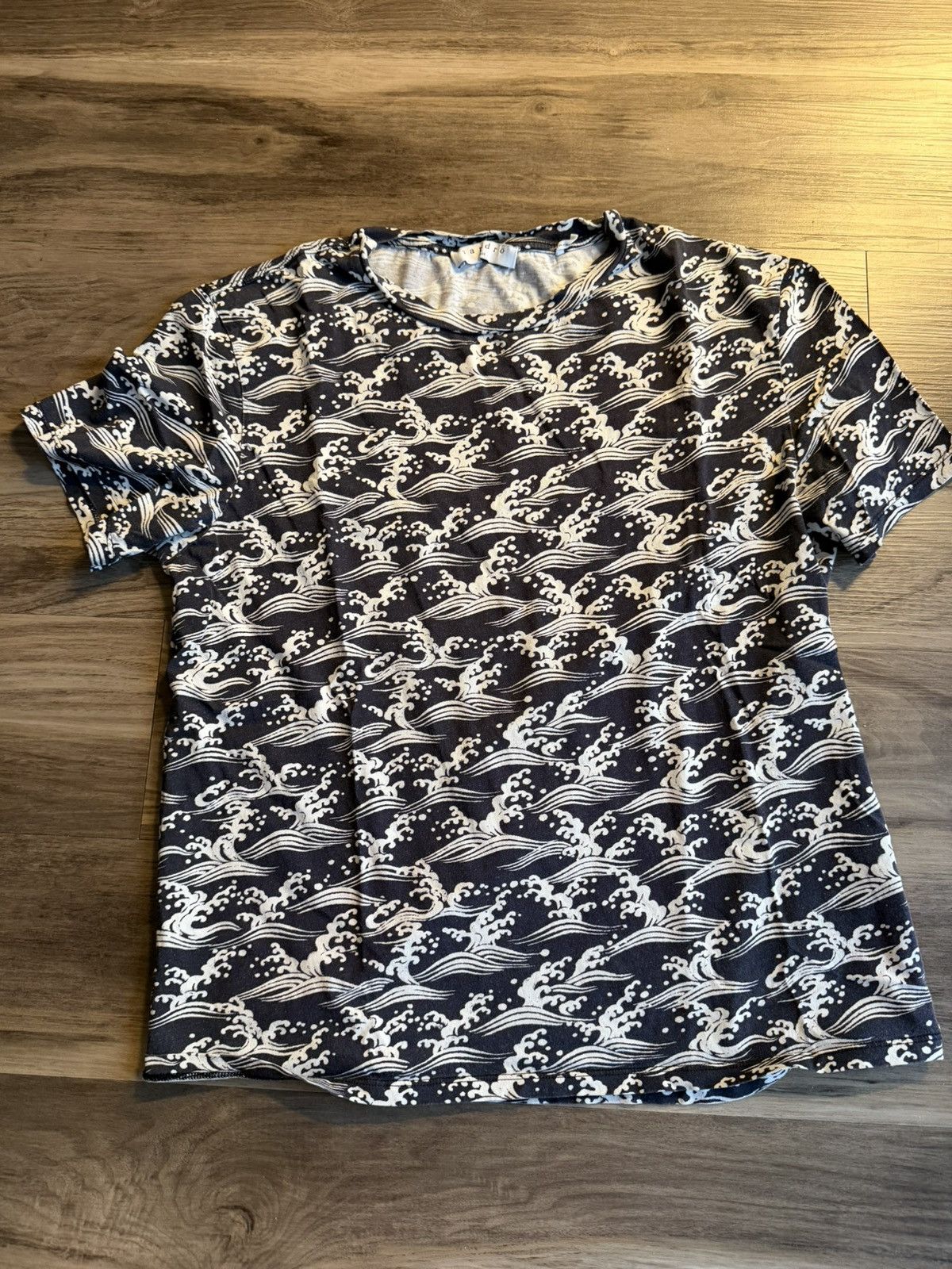 Sandro Navy Blue Hokusai Waves T-shirt Size US M / EU 48-50 / 2 - 1 Thumbnail