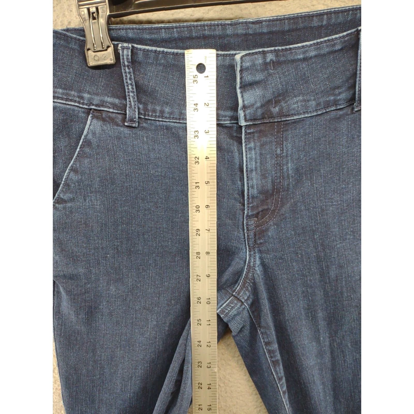 Vintage Maurices Women's Mid Rise Dark Wash Ankle Slit Jeans Size 8 Long Stretch Medium Denim Blue 5-Pocket Style Straight Mens Womens Girls? Size 30" / US 8 / IT 44 - 7 Thumbnail