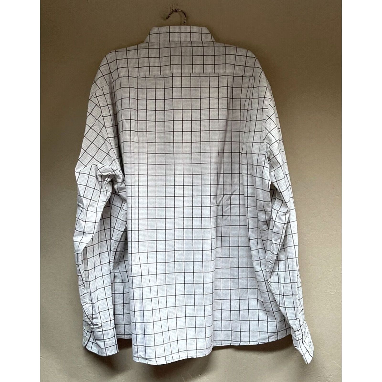 Faconnable Façonnable Shirt Button-Up Long Sleeve XXL White/Tan Micro Check Cotton Size US XXL / EU 58 / 5 - 2 Thumbnail