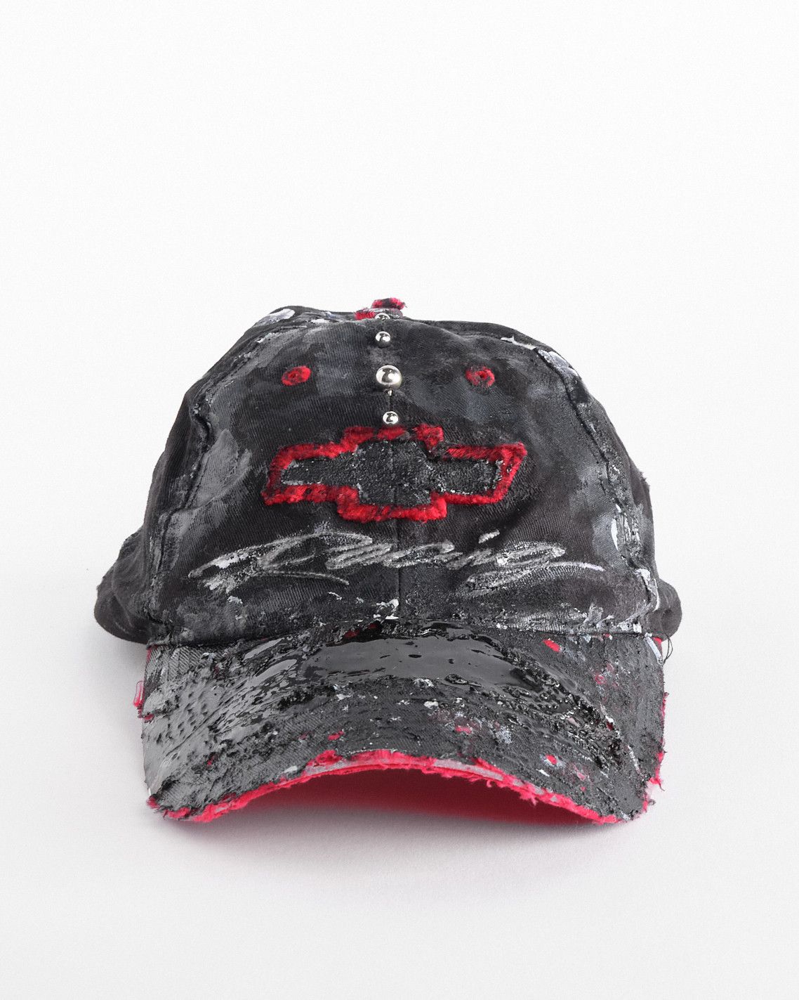 ASTROBOI* x Chevy Racing Black/Red Pierced Distressed Hat