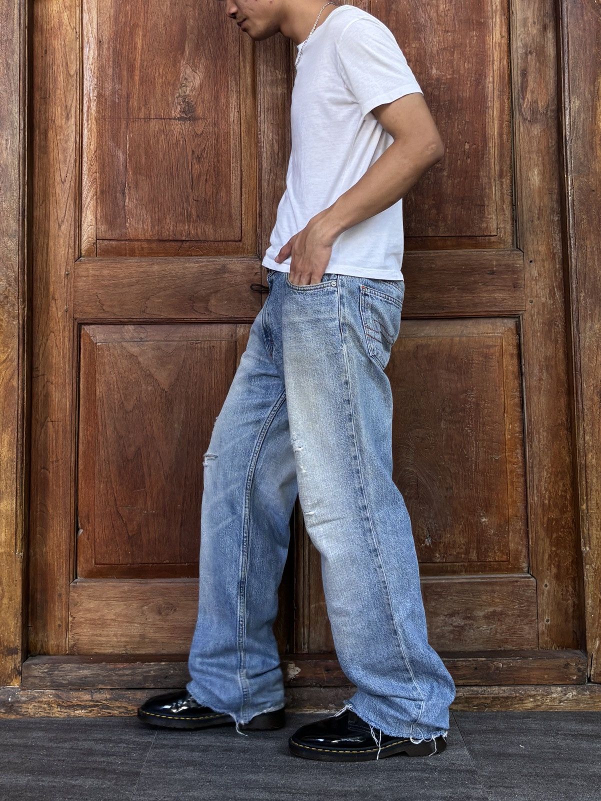 W&LT Distressed Baggy Denim Jeans Size US 33 - 12 Thumbnail