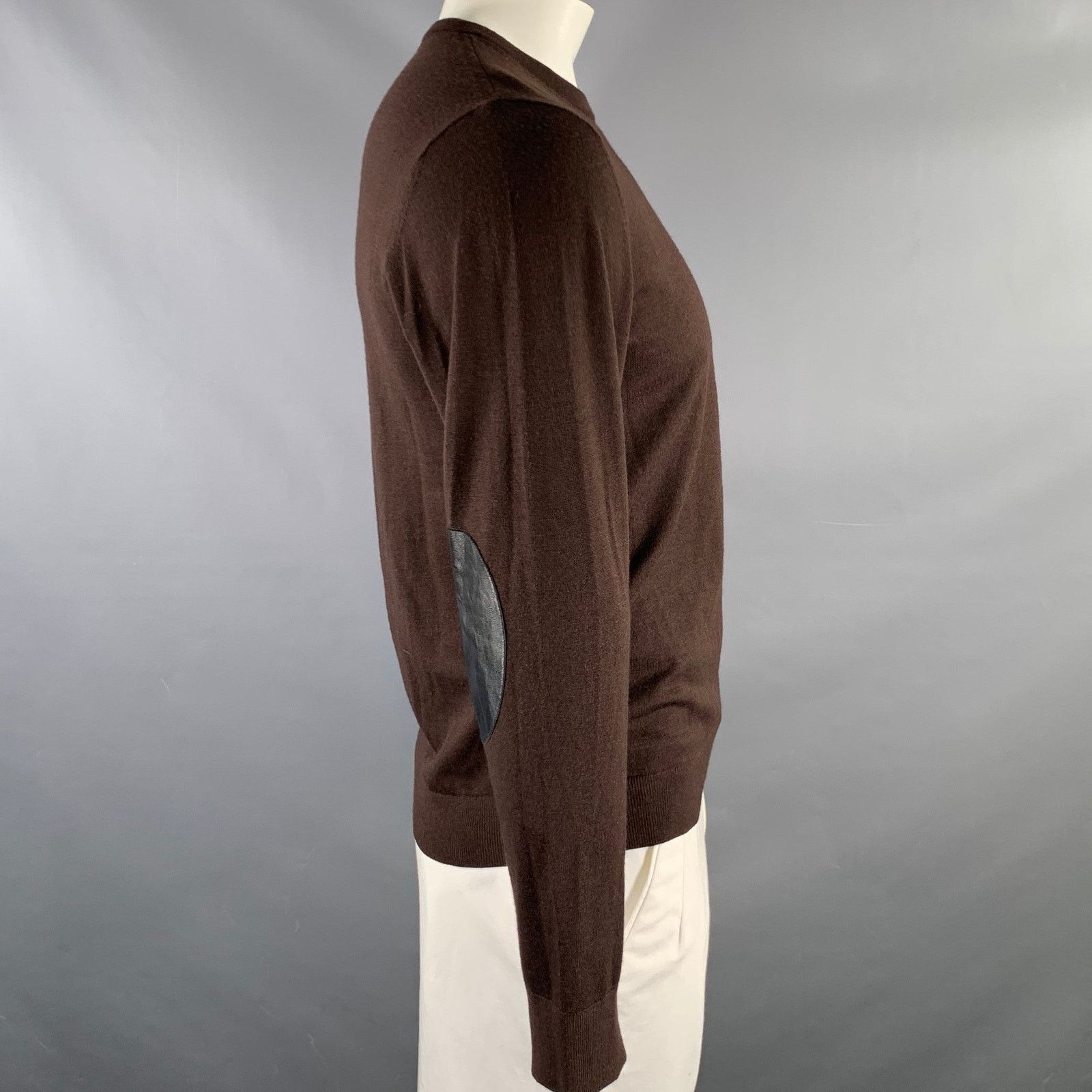 Joseph JOSEPH Size L Brown Solid Wool Blend Crew-Neck Pullover Size US L / EU 52-54 / 3 - 3 Thumbnail