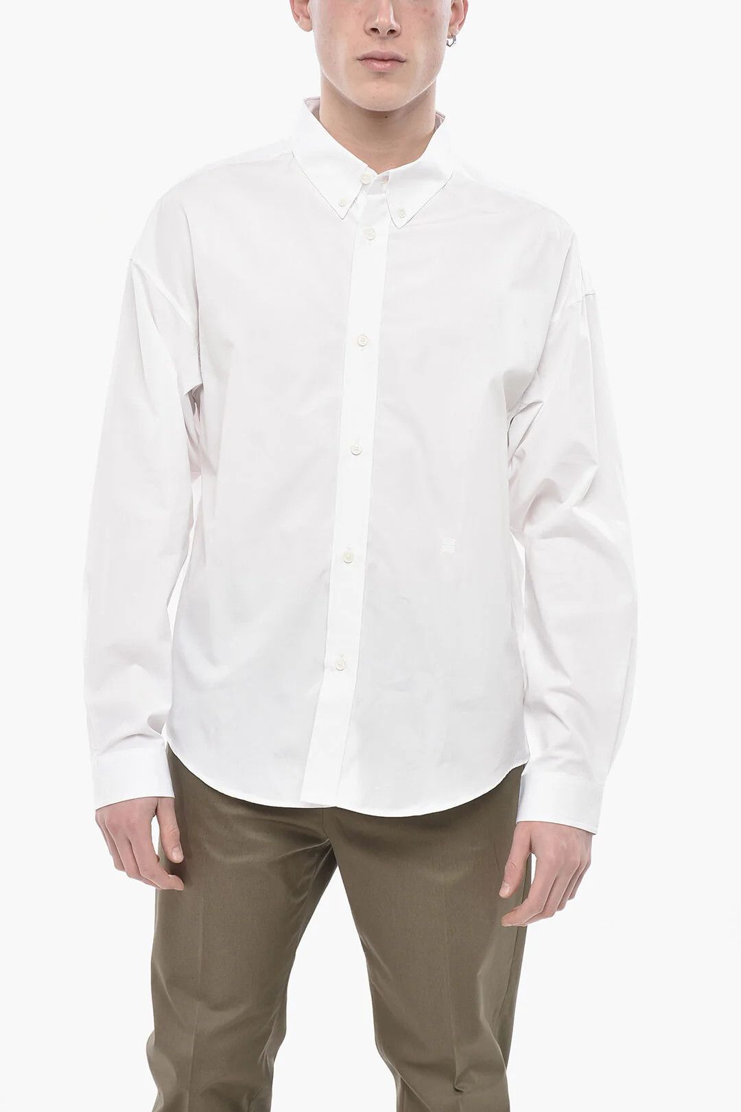 Givenchy og1mm0326 Cotton Poplin Button-Down Shirt in White Size US M / EU 48-50 / 2 - 1 Thumbnail