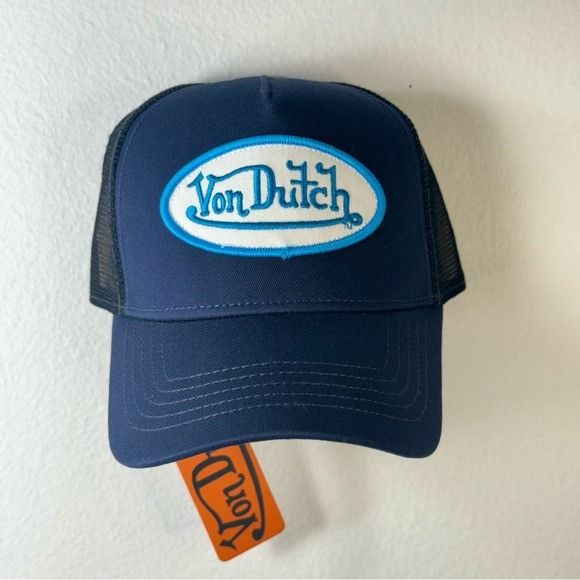 Designer × Von Dutch NWT VON DUTCH NAVY BLACK TRUCKER HAT Size ONE SIZE - 1 Thumbnail