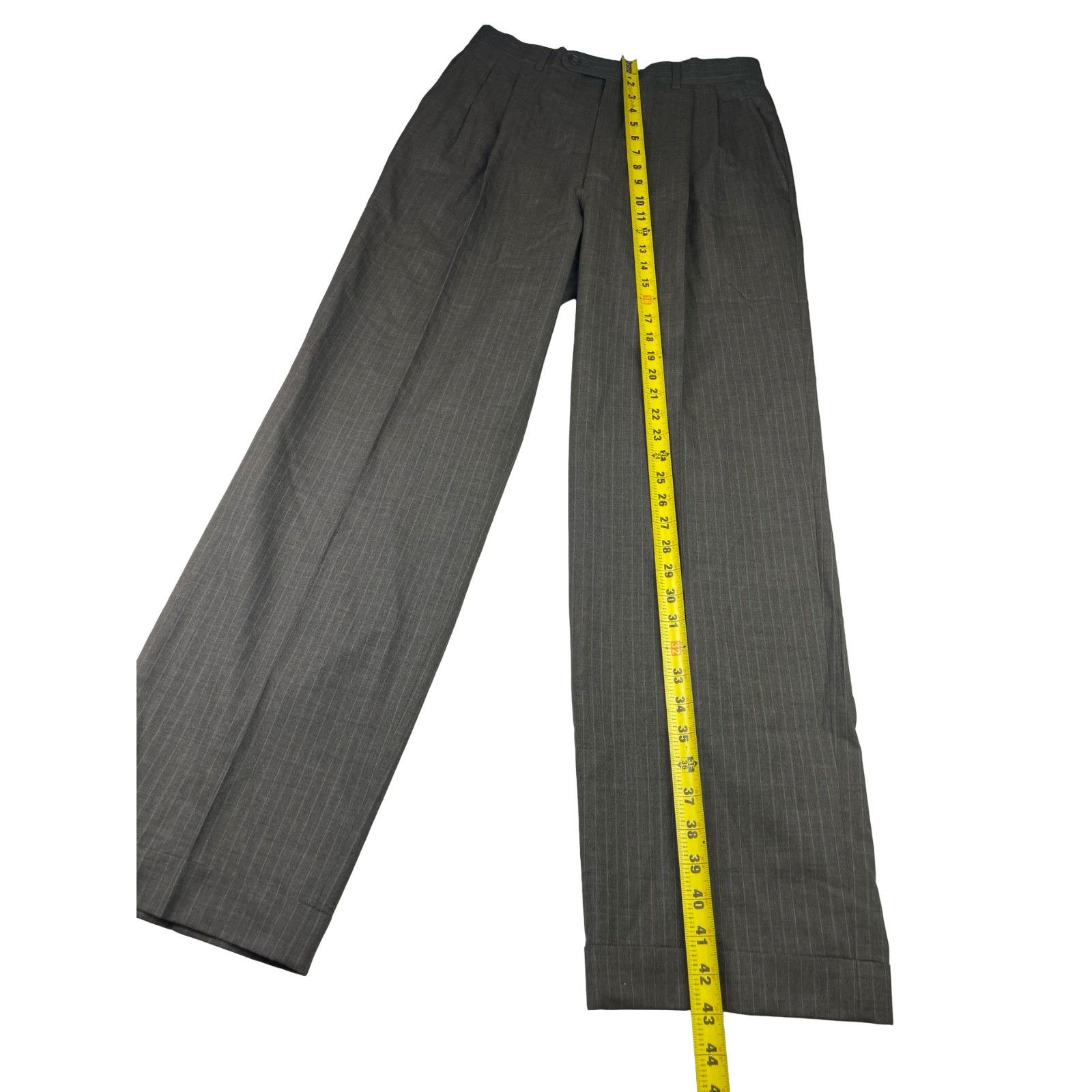 Jack Victor Jack Victor Men's Kelton 100% Wool 3-Button Suit Brown Strip Size 40L - 14 Thumbnail