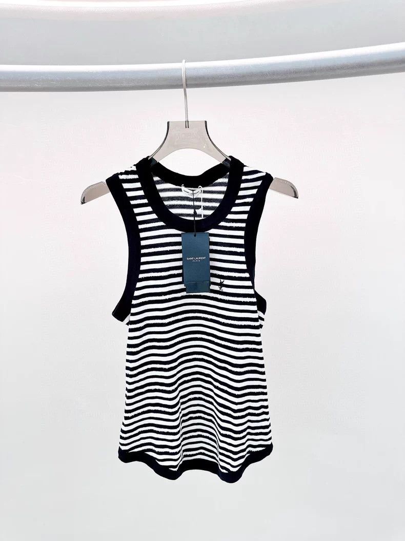 Saint Laurent Paris Black and white striped vest