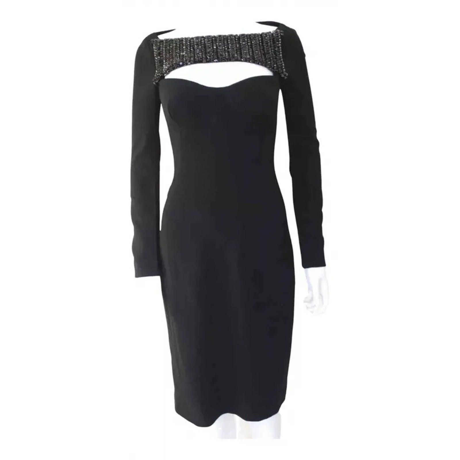 Other Antonio Berardi Black Embellished Panel Pencil Dress 40 uk 8 Size S / US 4 / IT 40 - 2 Thumbnail