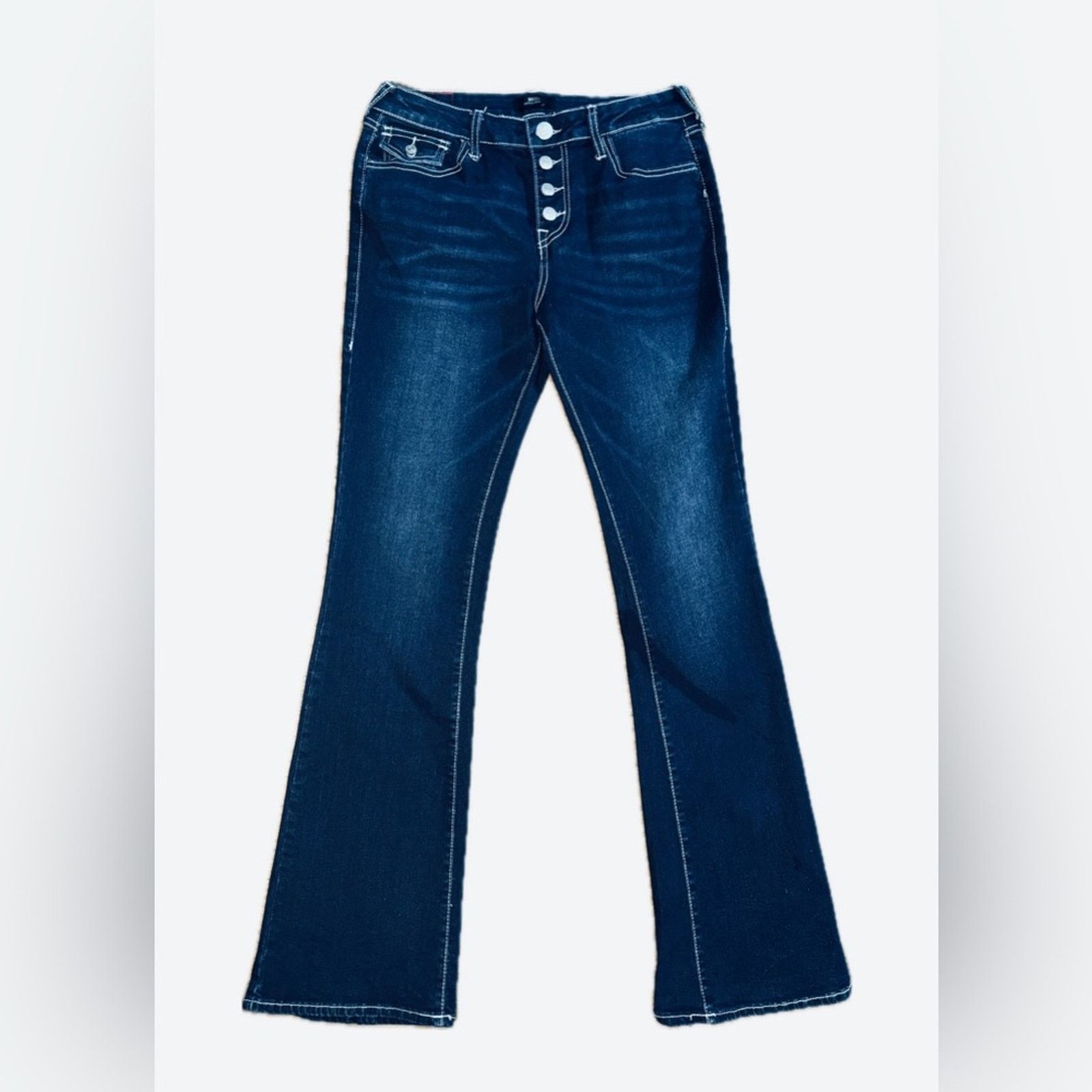 True Religion TRUE RELIGION BECCA BUTTON FRONT FLAP BOOTCUT JEANS. Size 29" - 1 Thumbnail