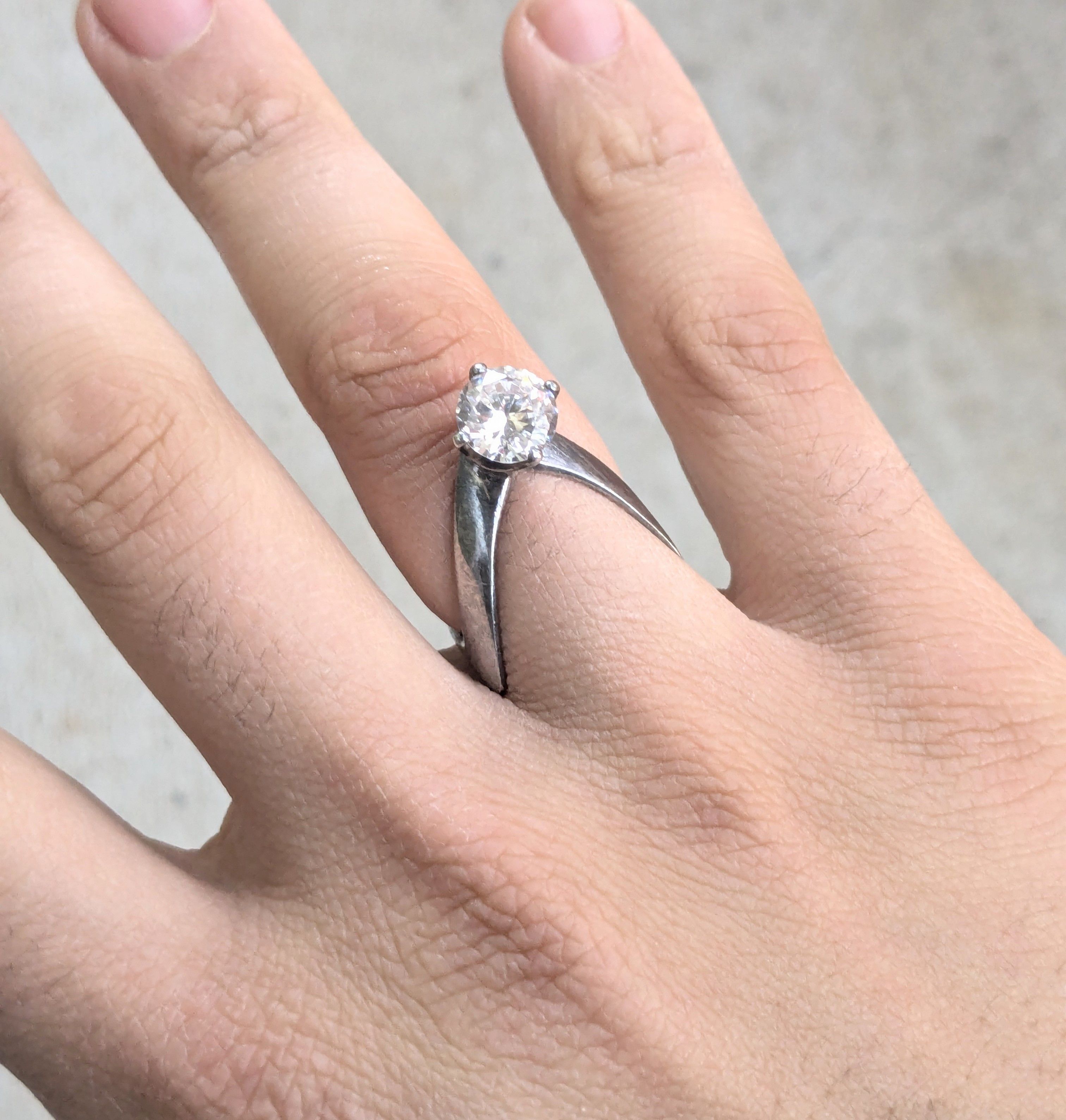 Other Vintage Sterling Silver Ring CZ Clear 7 Modern Abstract Size ONE SIZE - 1 Thumbnail