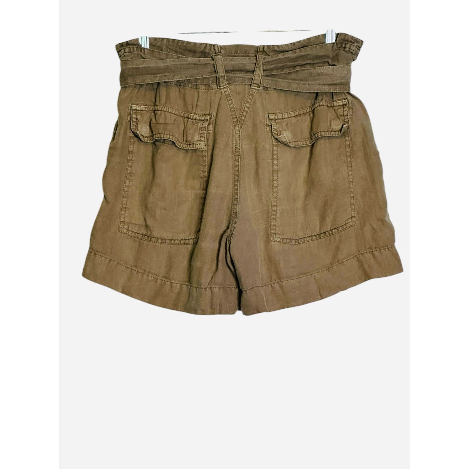 Joie Joie Greenish Beige Linen Paper Bag Tie Waist Shorts size 2 Size 26" / US 2 / IT 38 - 2 Thumbnail