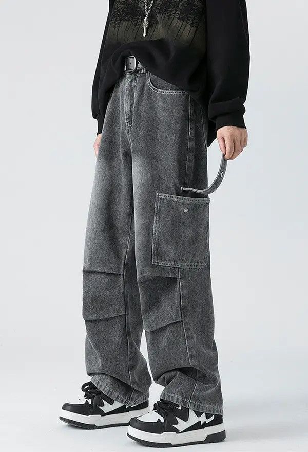 Japanese Brand Washed vintage distressed workwear straight-leg casual jeans Size US 32 / EU 48 - 2 Thumbnail