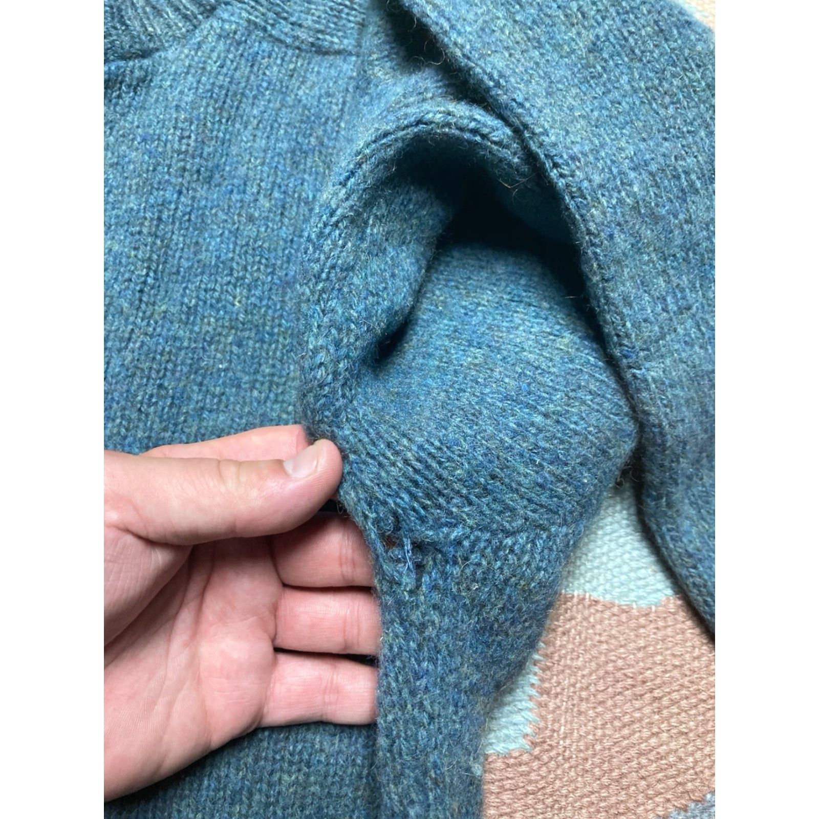 Vintage VINTAGE 50s 60s Knit Sweater Sears Wool Camel Blend Distressed Blue Large Size US L / EU 52-54 / 3 - 6 Thumbnail