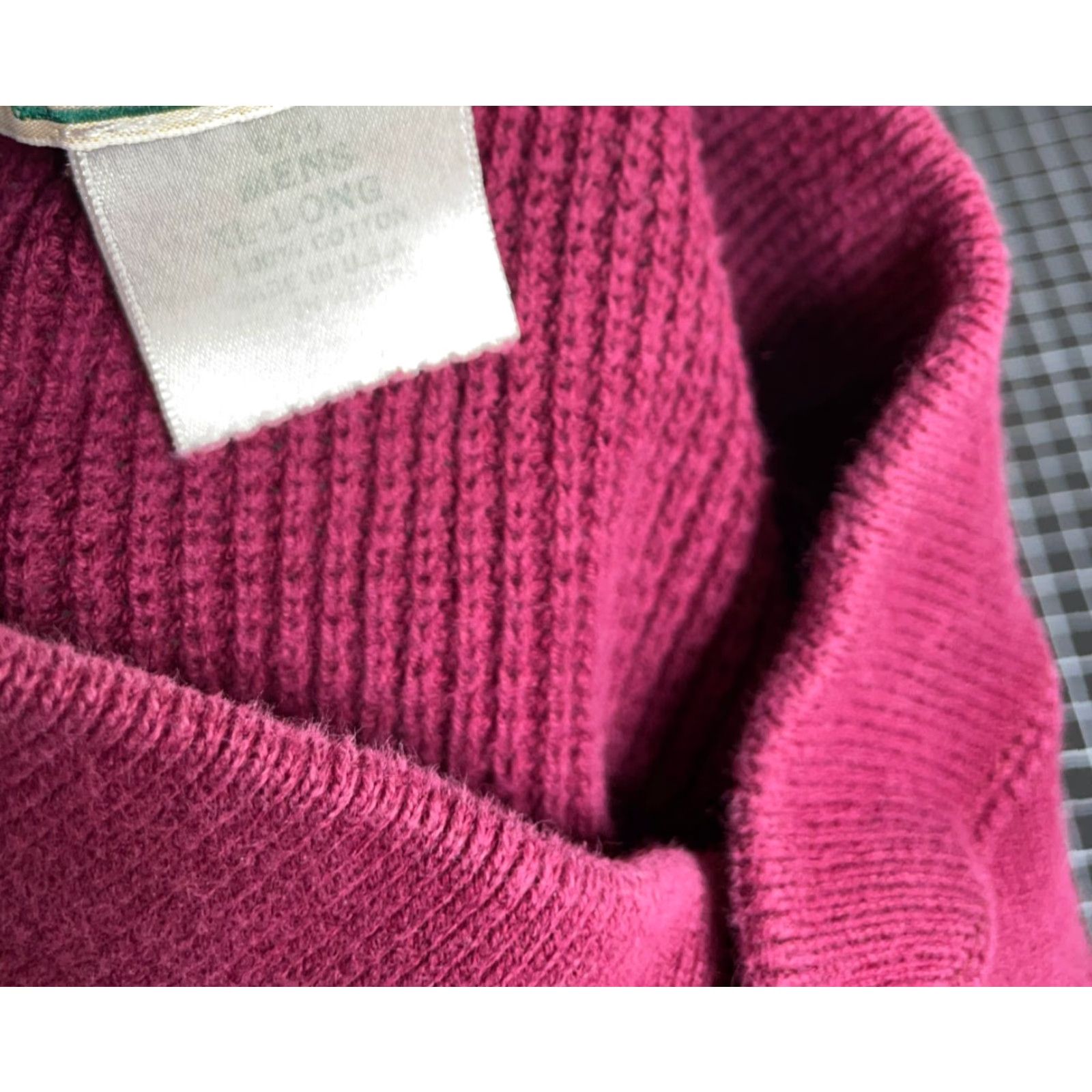 Vintage VINTAGE L.L. Bean Henley Sweater Men XL Tall Dark Red Burgundy Cotton 90s Fisherman Crew Neck Knitted Heavyweight Knit Casual Mens Big & Tall Shirt Size US XL / EU 56 / 4 - 4 Thumbnail