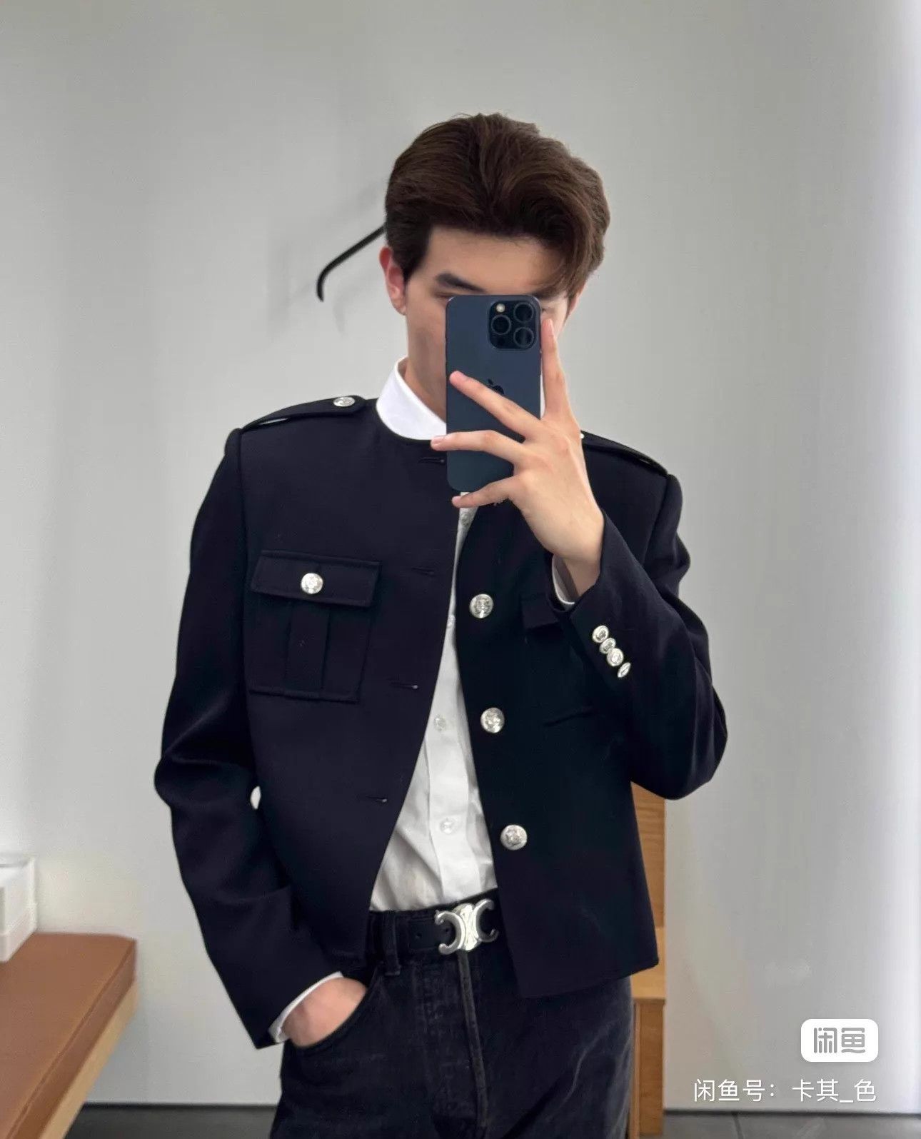 Celine Celine Hedi Men's Wool Hunting Jacket 48 Black Silver New Size US M / EU 48-50 / 2 - 3 Thumbnail