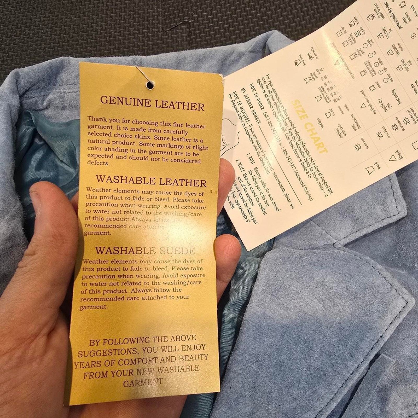 Denim & Co. Vintage 2002 NWT 100% Leather baby blue flange jacket Size L / US 10 / IT 46 - 6 Thumbnail