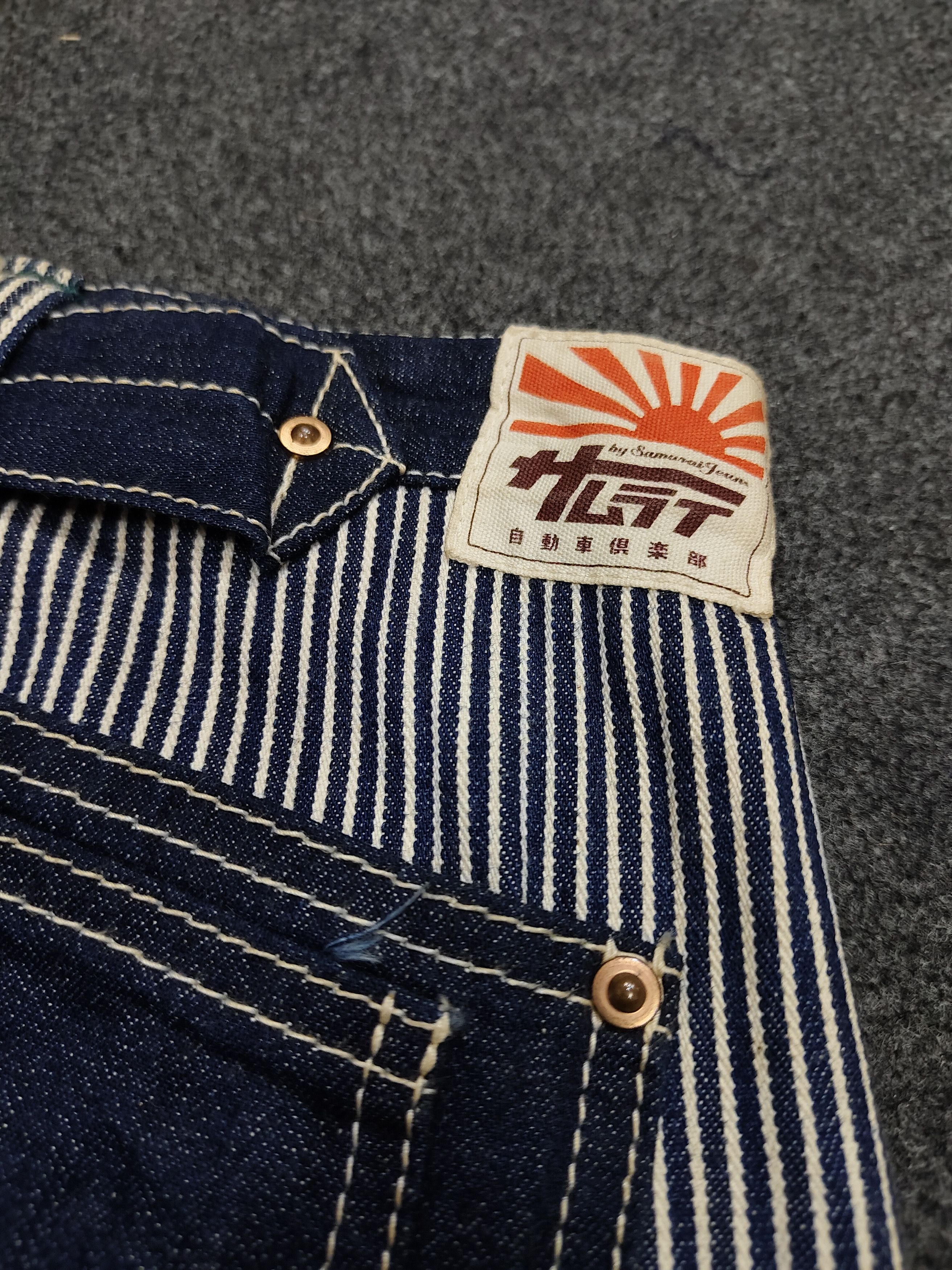 Japanese Brand RARE🔥Vtg Samurai Jeans Hickory Short Size US 28 / EU 44 - 5 Thumbnail