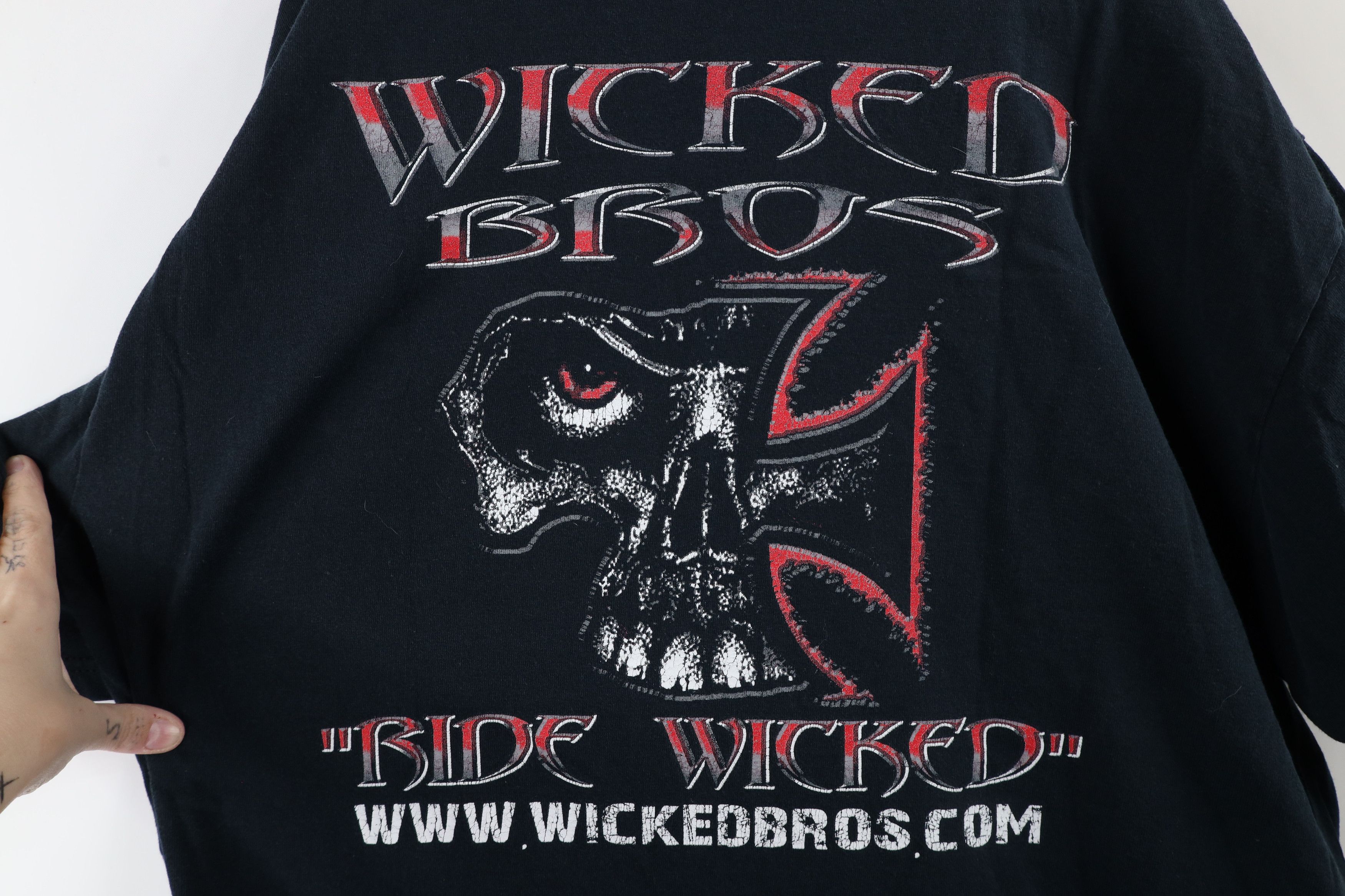 Vintage Vintage Y2K Streetwear Skull Wicked Bros Motorcycle T-Shirt Size US XL / EU 56 / 4 - 8 Thumbnail