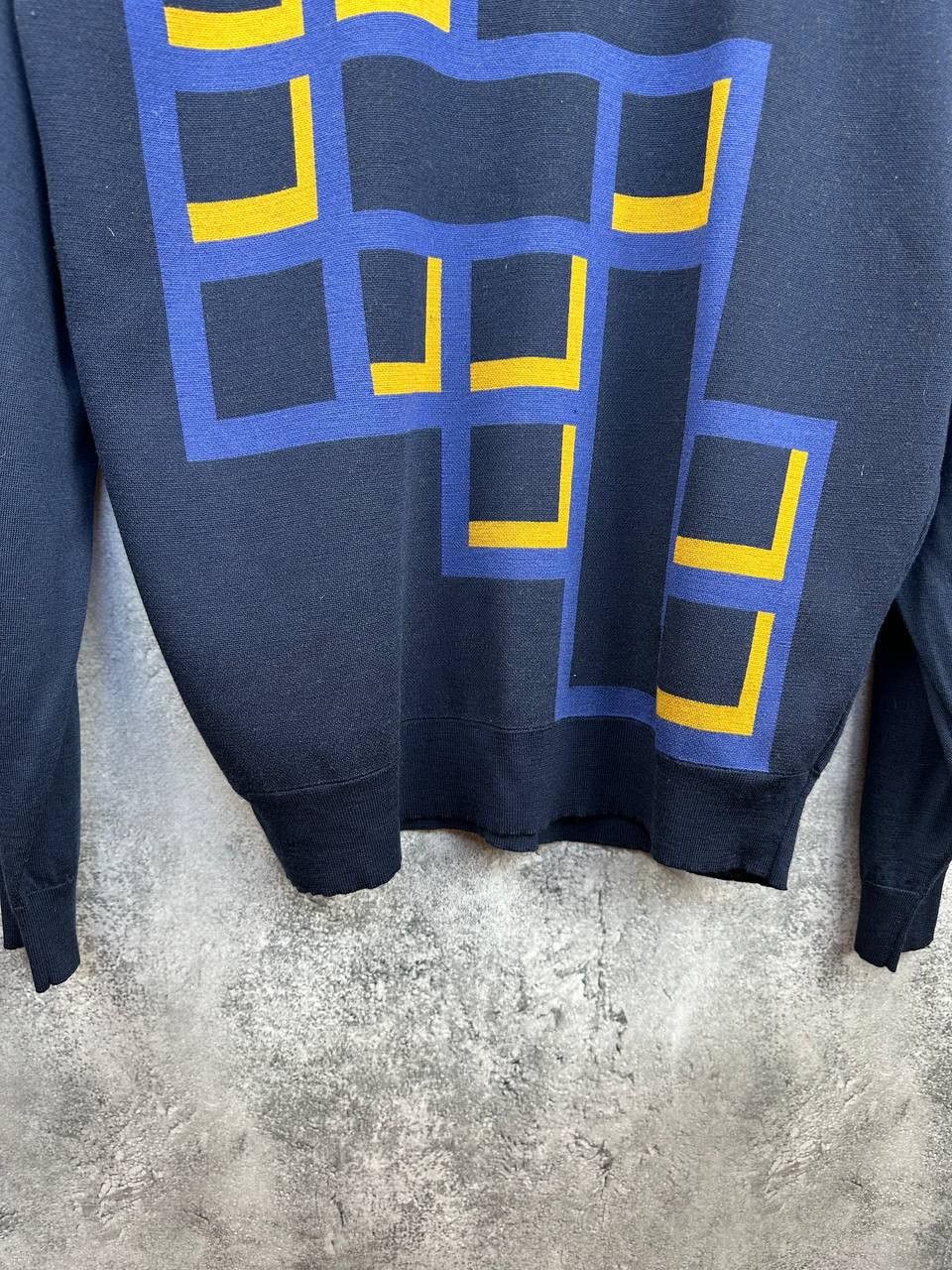 John Smedley John Smedley Crew Neck Sweater Cube Print Merino Wool Size US XXL / EU 58 / 5 - 7 Thumbnail