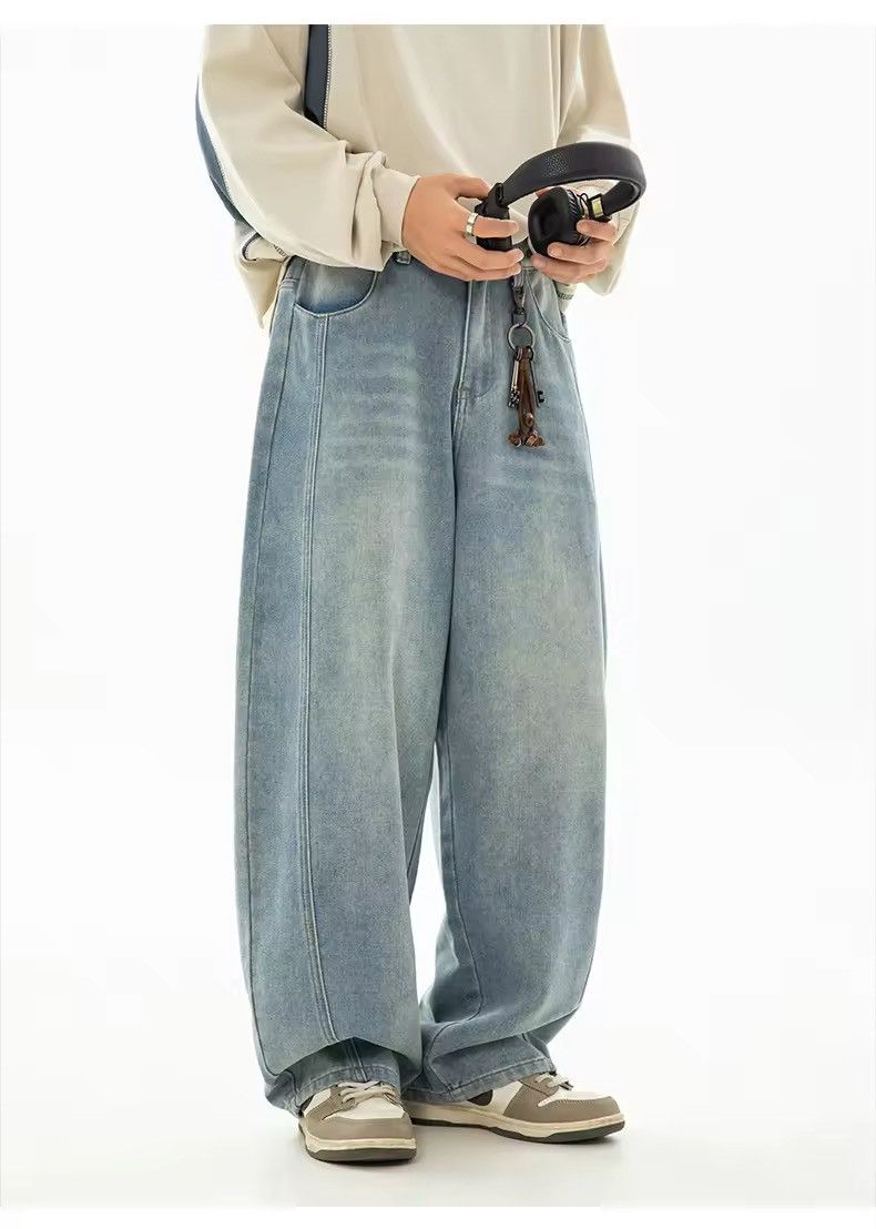 Jean × Vintage Retro Washed Split Pattern Jeans Size US 28 / EU 44 - 4 Thumbnail
