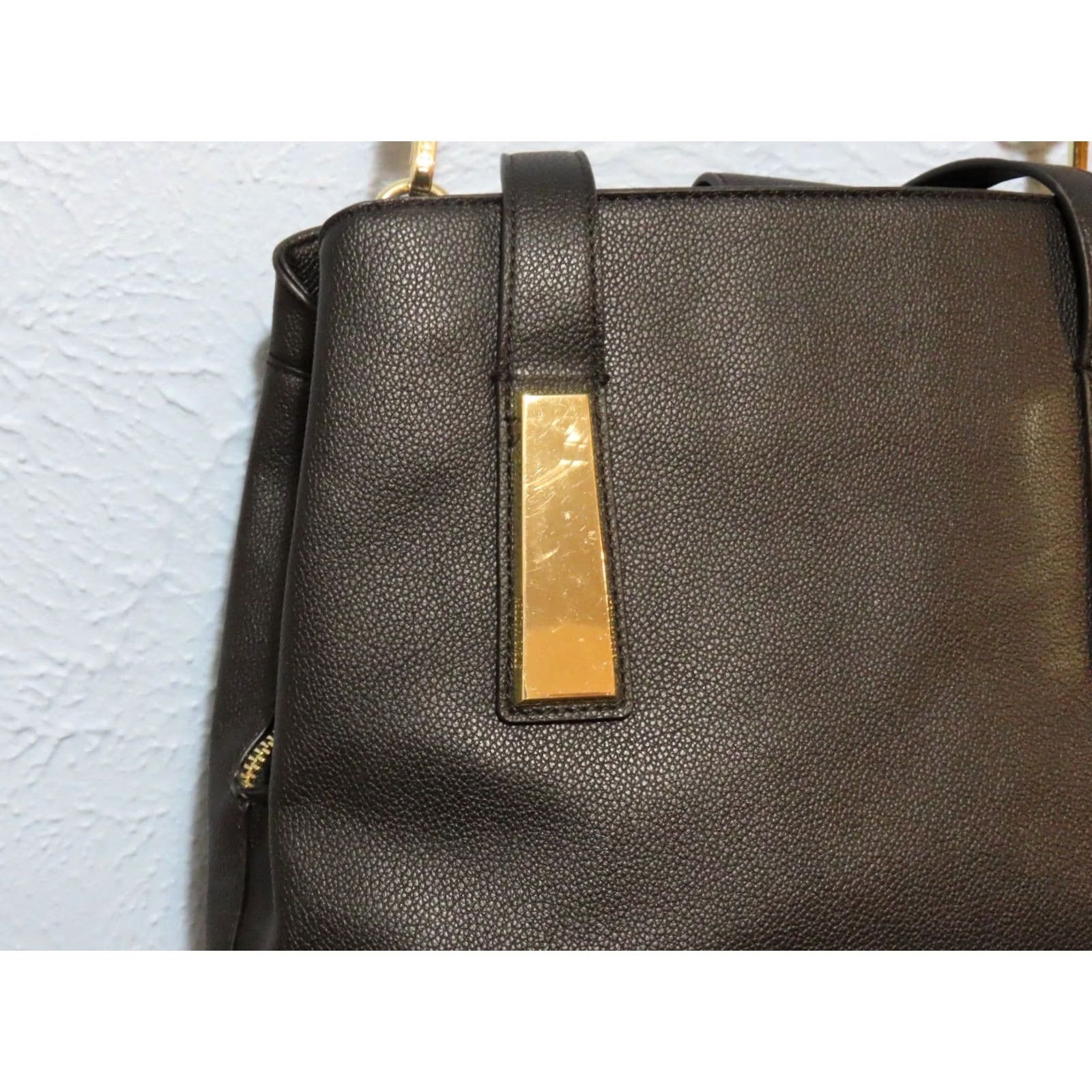 Steve Madden Steve Madden Shoulder Bag Black and Gold Faux Leather W/Wallet Purse Large Size ONE SIZE - 7 Thumbnail