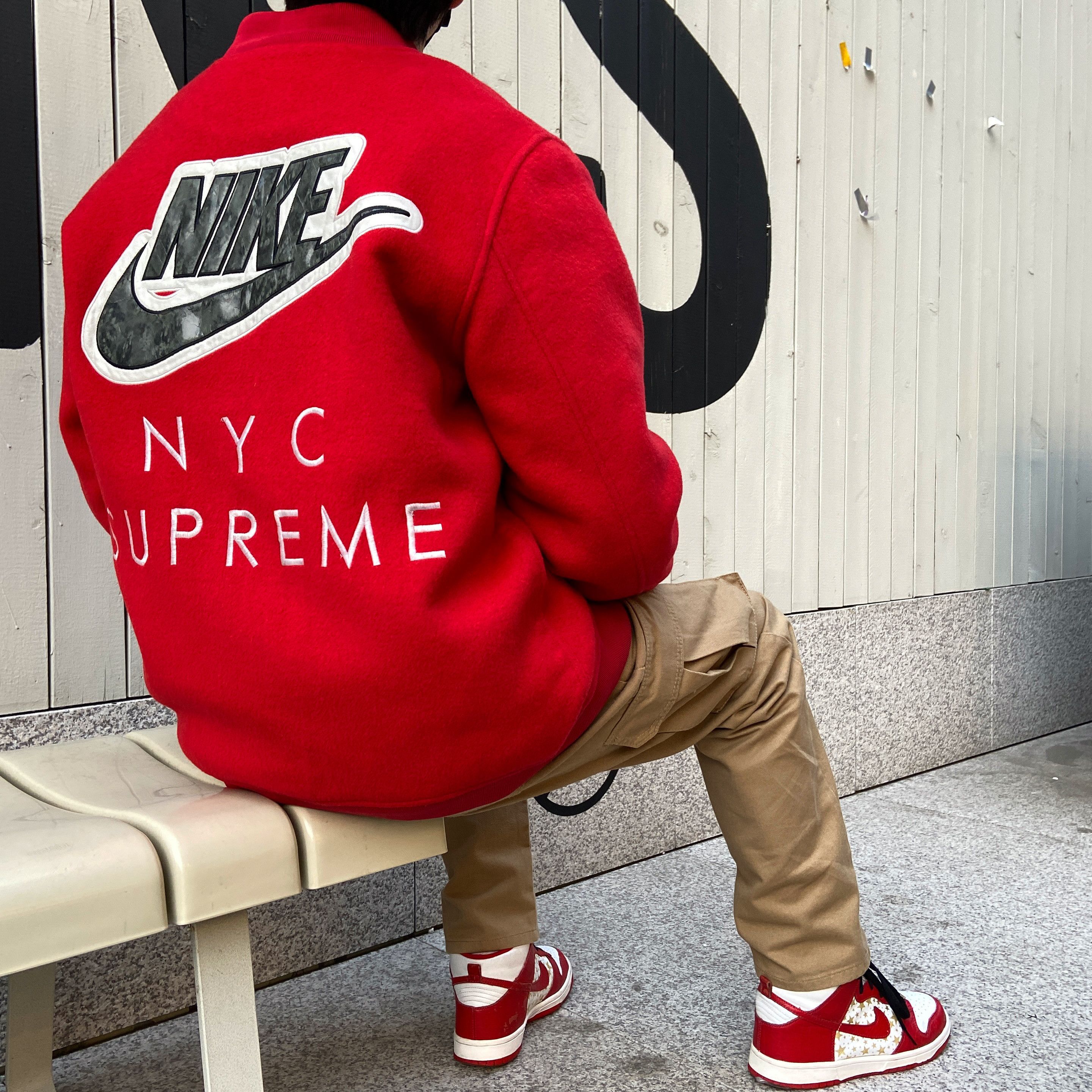 Nike × Supreme Supreme Nike SB Varsity Jacket Red 2007 Size US XL / EU 56 / 4 - 9 Thumbnail