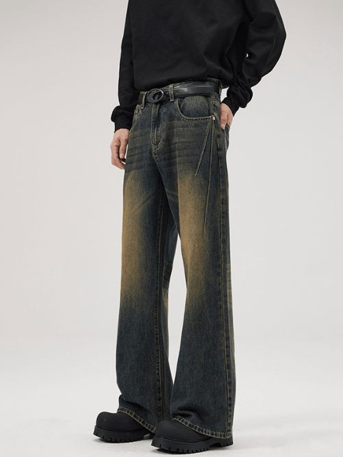 Japanese Brand × Jean Retro street American style distressed flared loose jeans Size US 32 / EU 48 - 1 Thumbnail