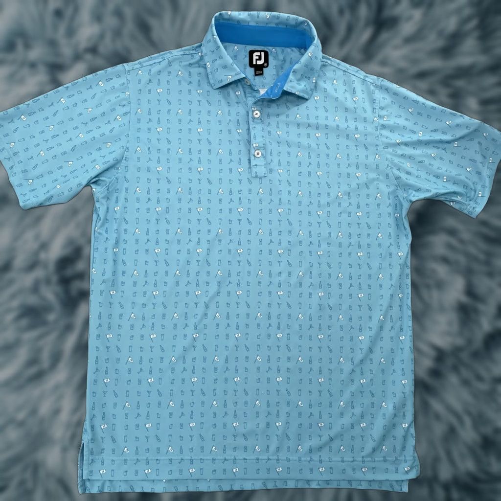 Footjoy FootJoy Polo Shirt Adult Medium Blue Geometric Print Golf Mens M Size US M / EU 48-50 / 2 - 1 Thumbnail