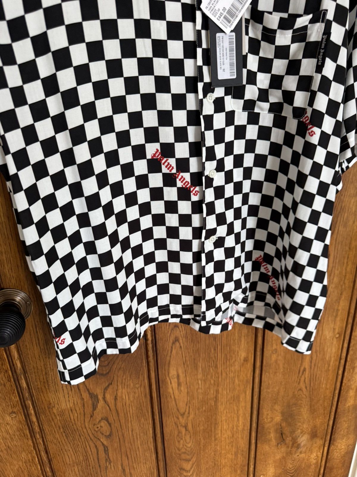 $790 Palm angels checkerboard checker ss hawaiian shirt 52