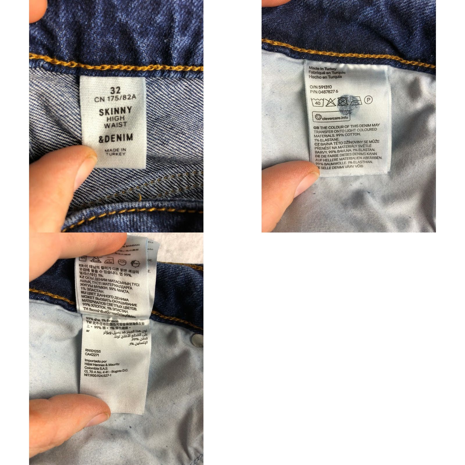 Denime &Denim Mens Size 32 Skinny High Rise Distressed Dark Wash Blue Denim Jeans Jeans Men's Blue 90s Theme? Size US 32 / EU 48 - 8 Thumbnail
