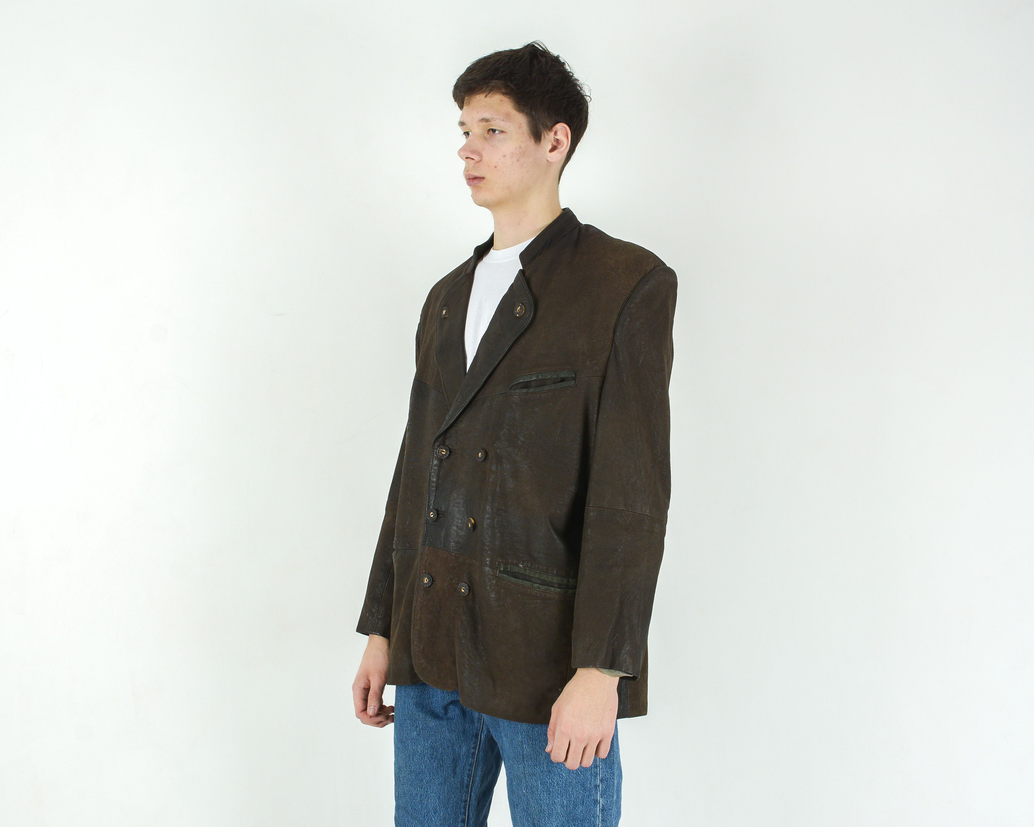 Leather W19 New Fast 2XL Leather Trachten Jacket Coat Blazer Janker Size 46R - 2 Thumbnail