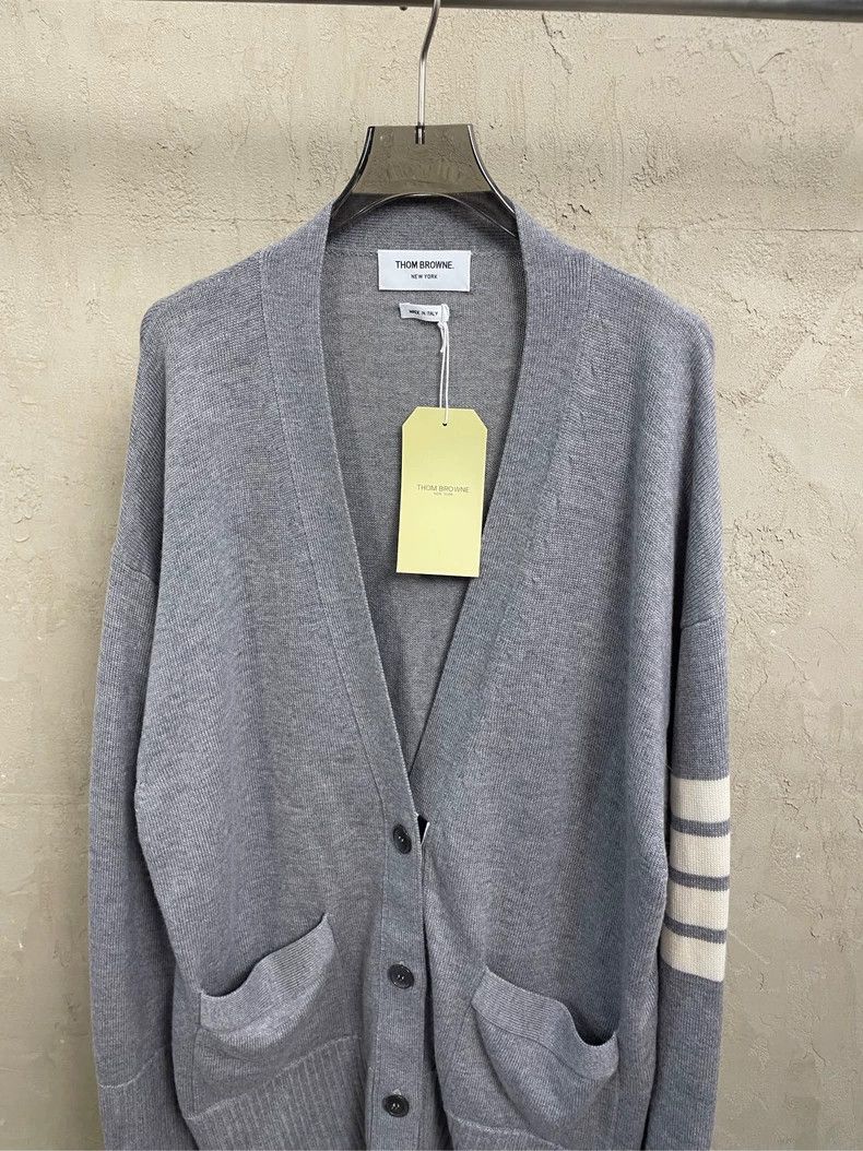 Thom Browne Thom Browne Size 00 Gray four-striped wool cardigan jacket Size US XXS / EU 40 - 3 Thumbnail